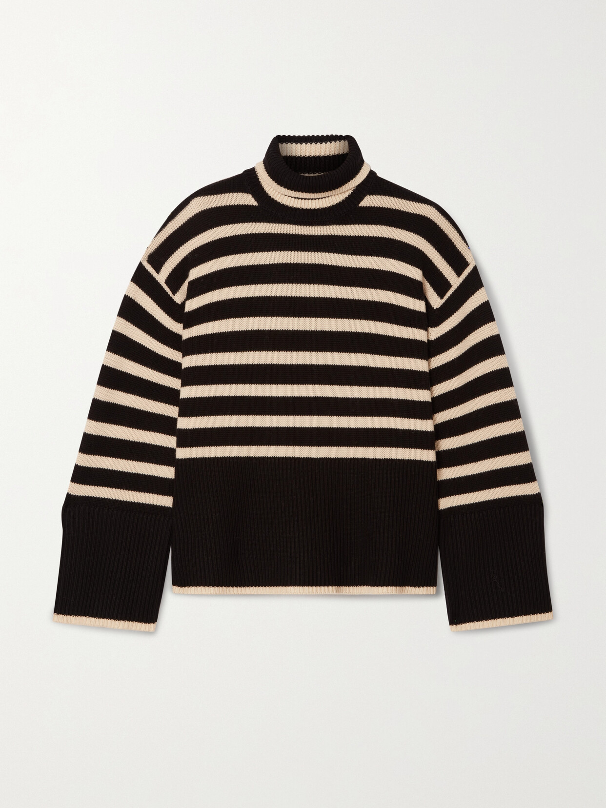 Totême Signature Striped Turtleneck Sweater In Black,white