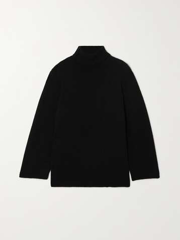 토템 스웨터 Toteme Wool and cashmere blend turtleneck sweater,Black