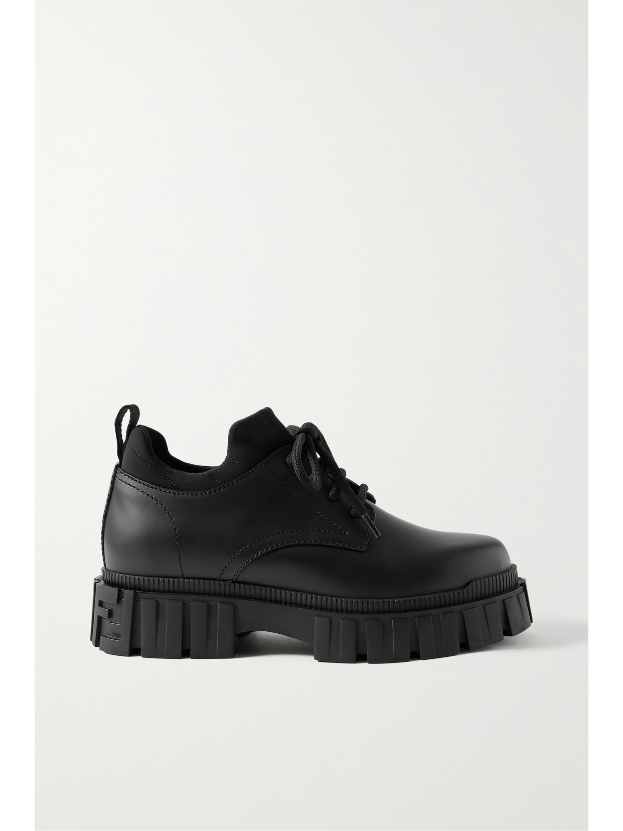 Fendi Force Neoprene-trimmed Leather Brogues In Black