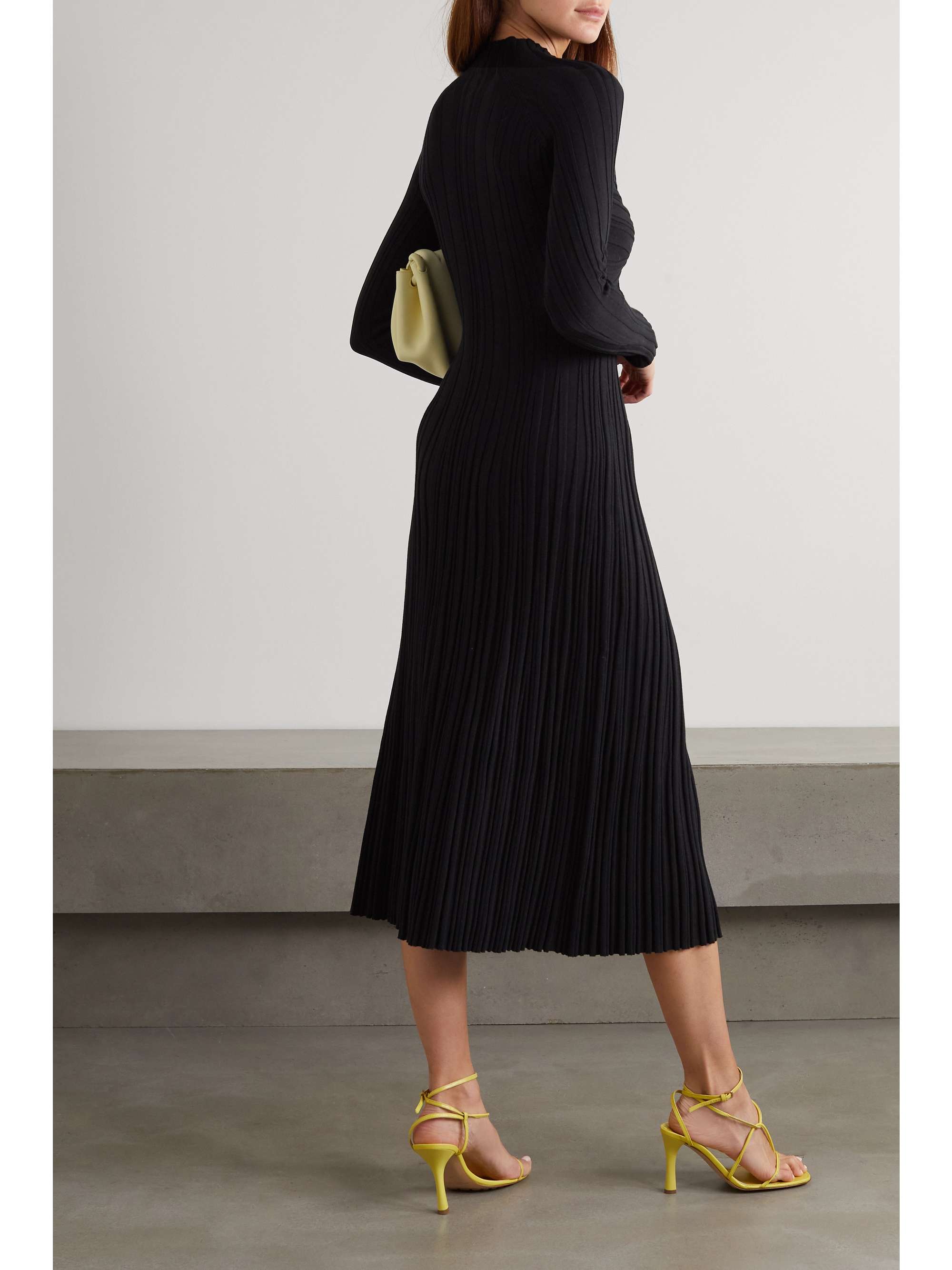 DION LEE Reversible twisted cutout ribbed cotton-blend midi dress