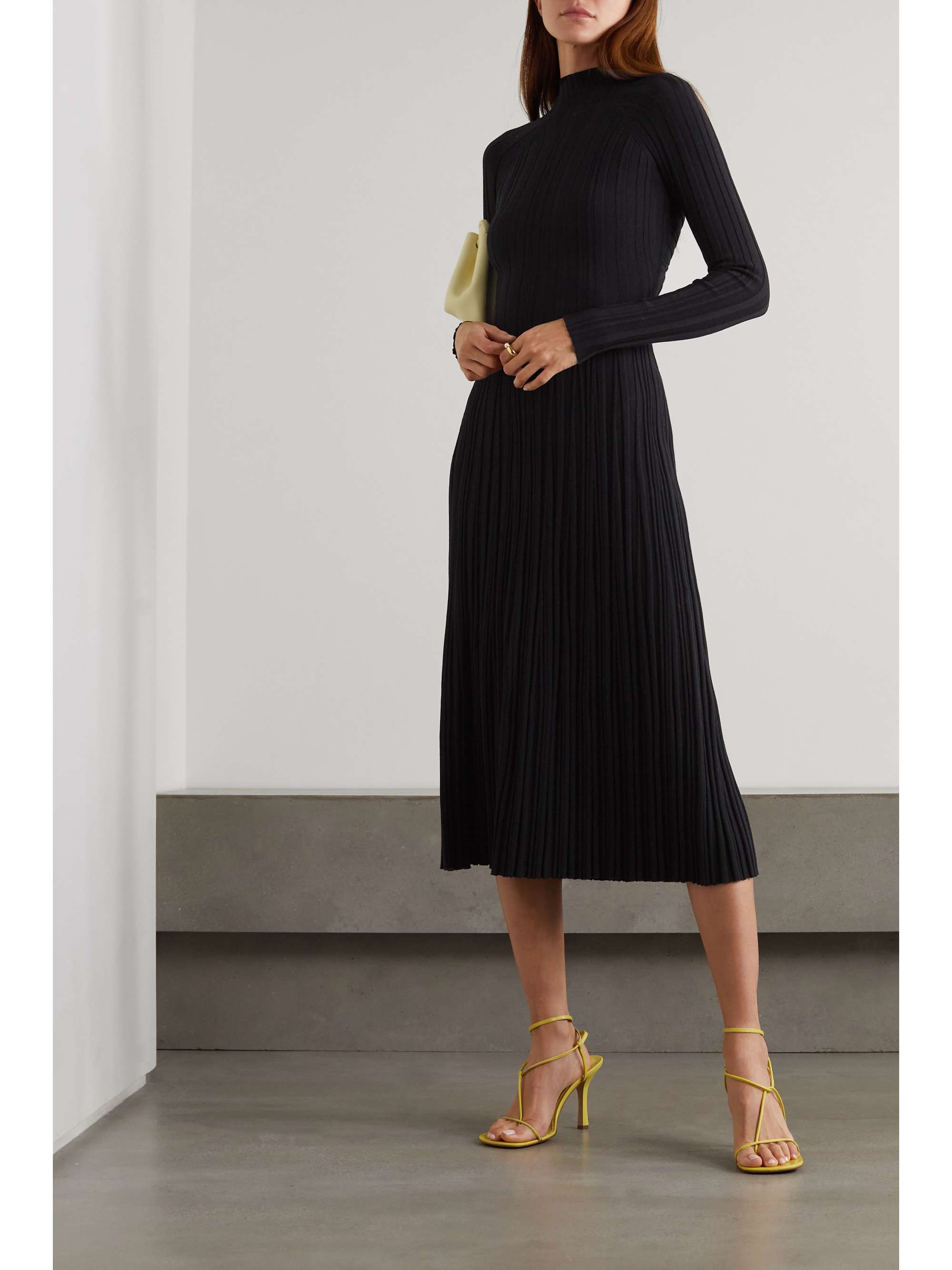DION LEE Reversible twisted cutout ribbed cotton-blend midi dress
