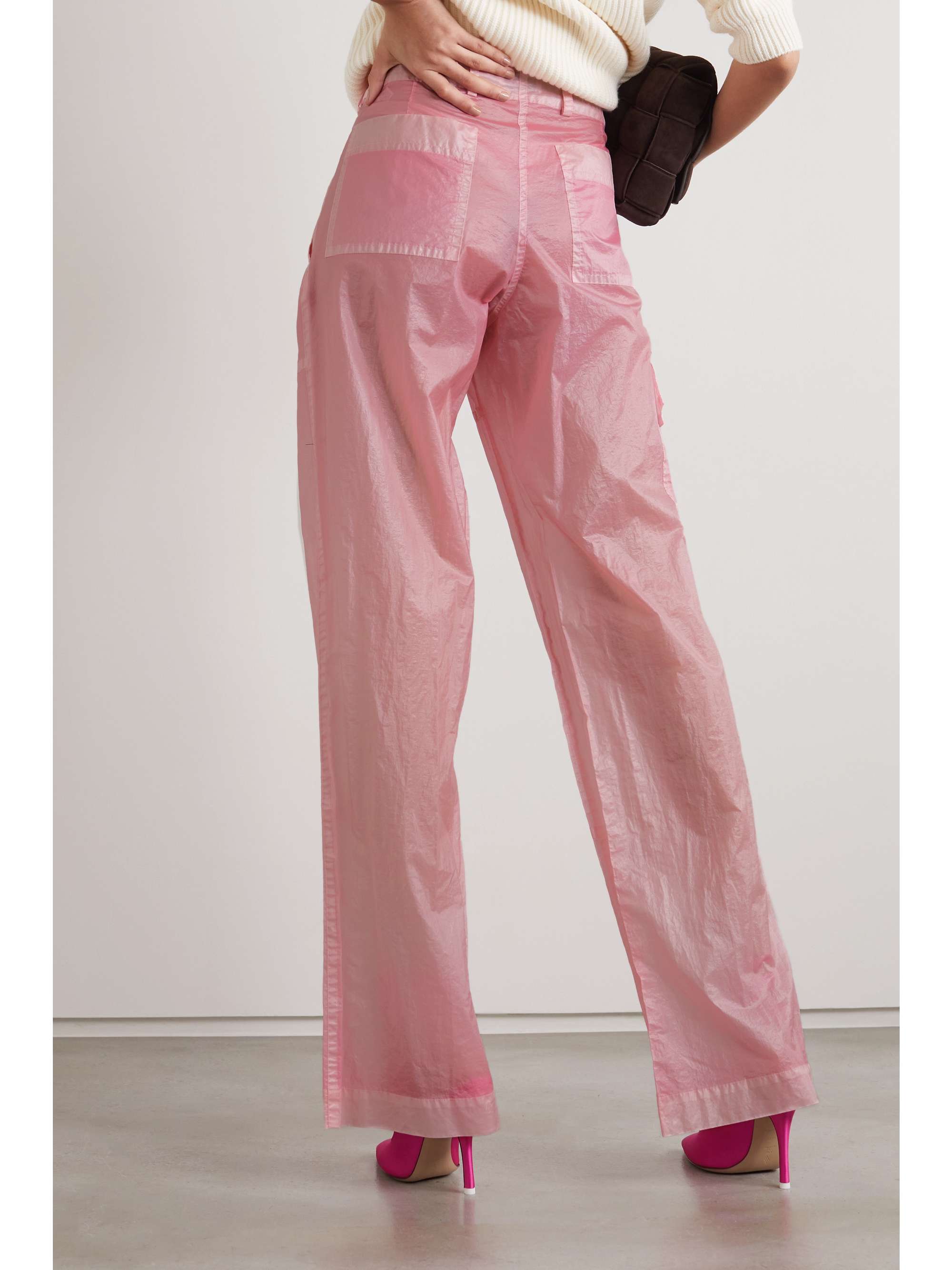 NINA RICCI Crinkled-shell straight-leg cargo pants