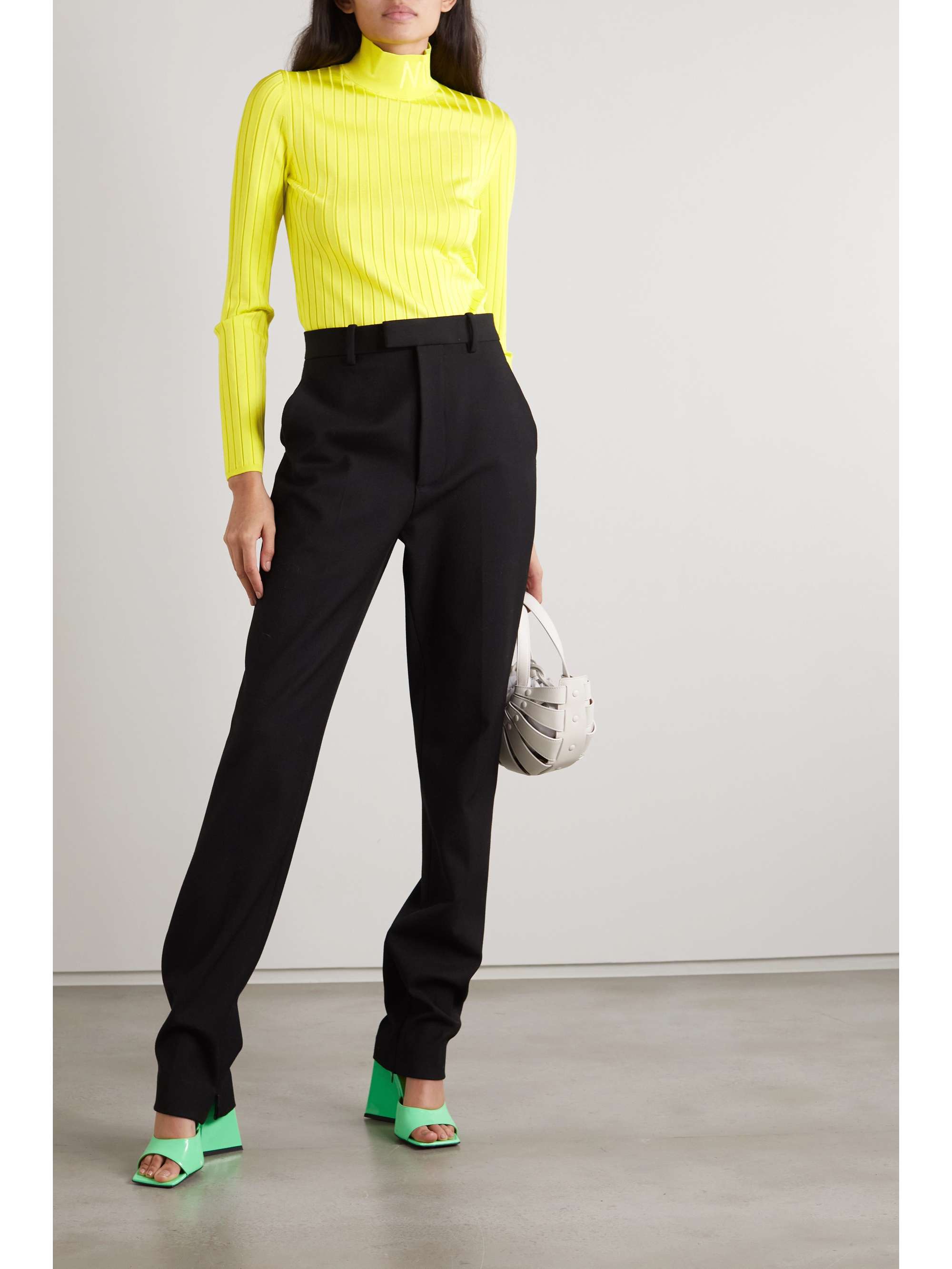 yellow turtleneck top