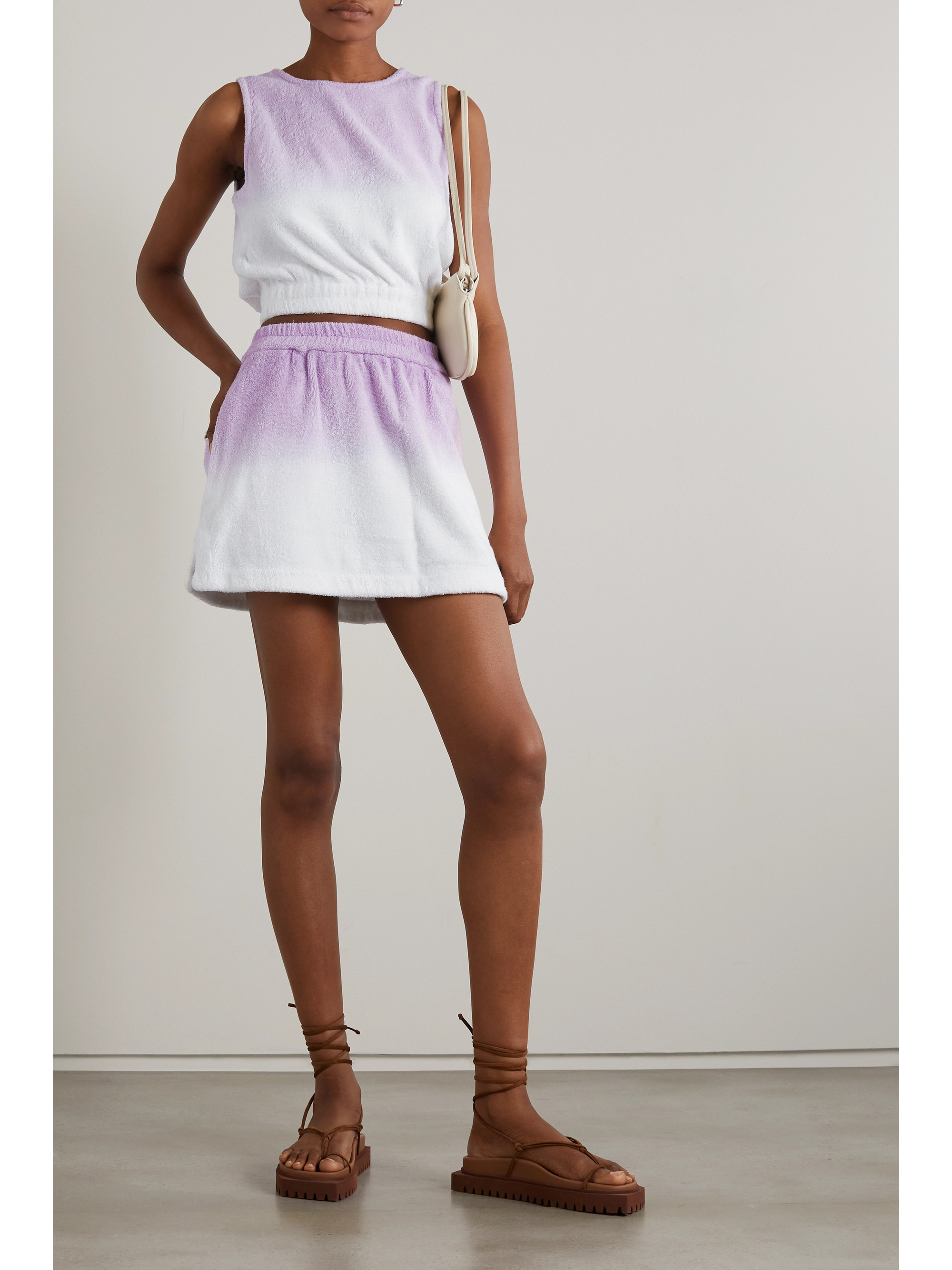 TERRY Isola ombré cotton-terry mini skirt lilac, £180