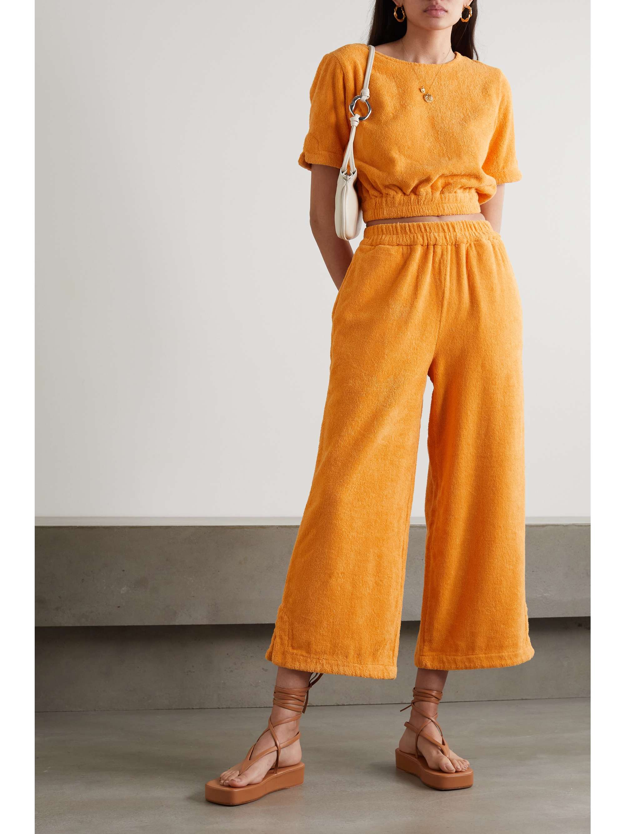 TERRY Capri cotton-terry straight-leg pants
