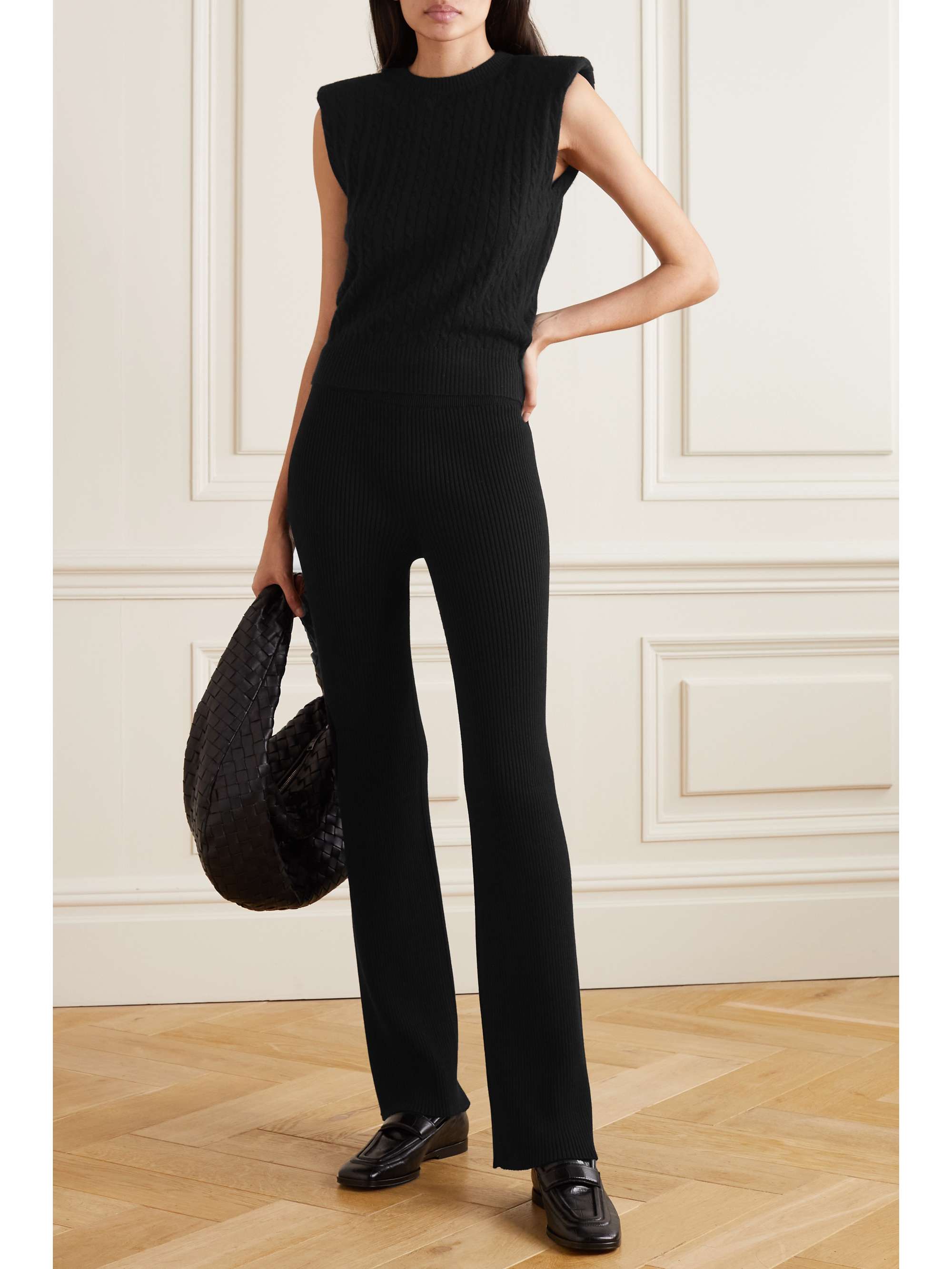 SAFIYAA Magdala ribbed-knit flared pants