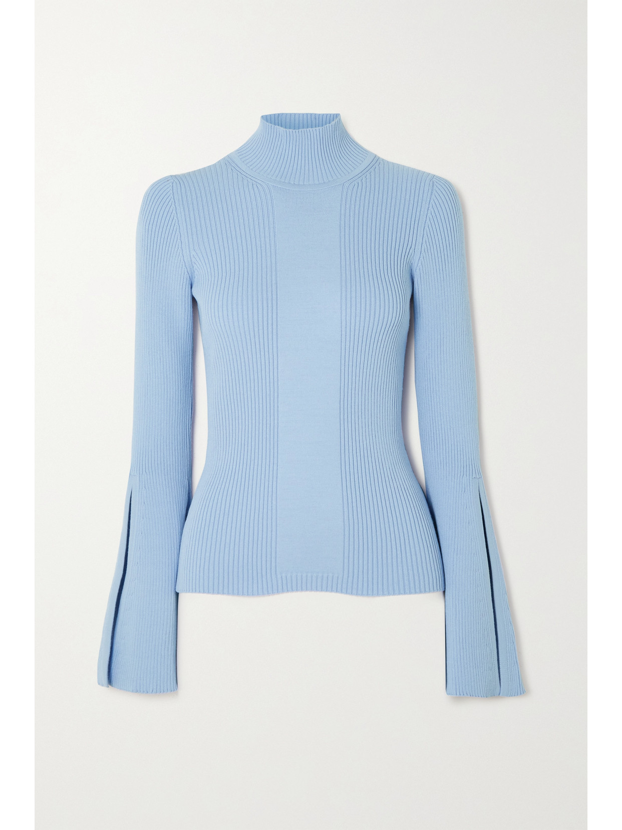 Safiyaa Cherine Ribbed-knit Turtleneck Sweater In Light Blue