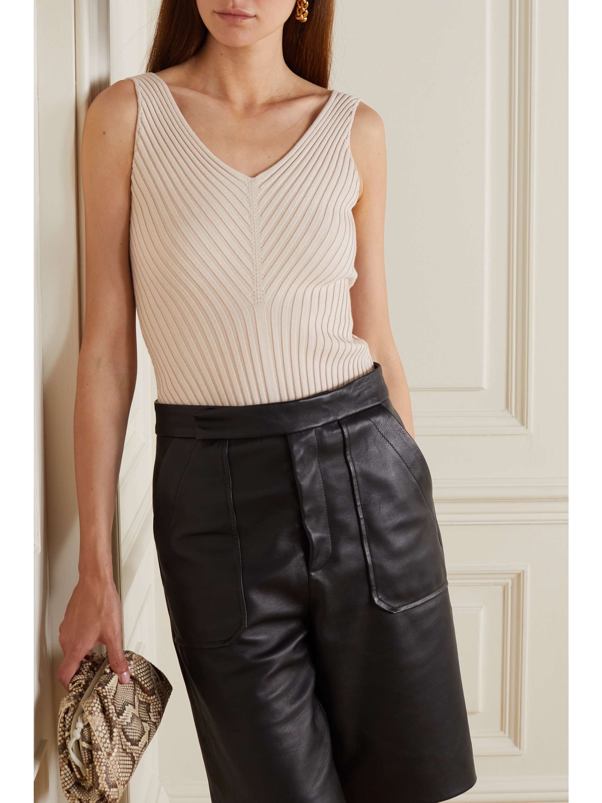 SAFIYAA Nouvel Set aus Cardigan und Tanktop aus Rippstrick