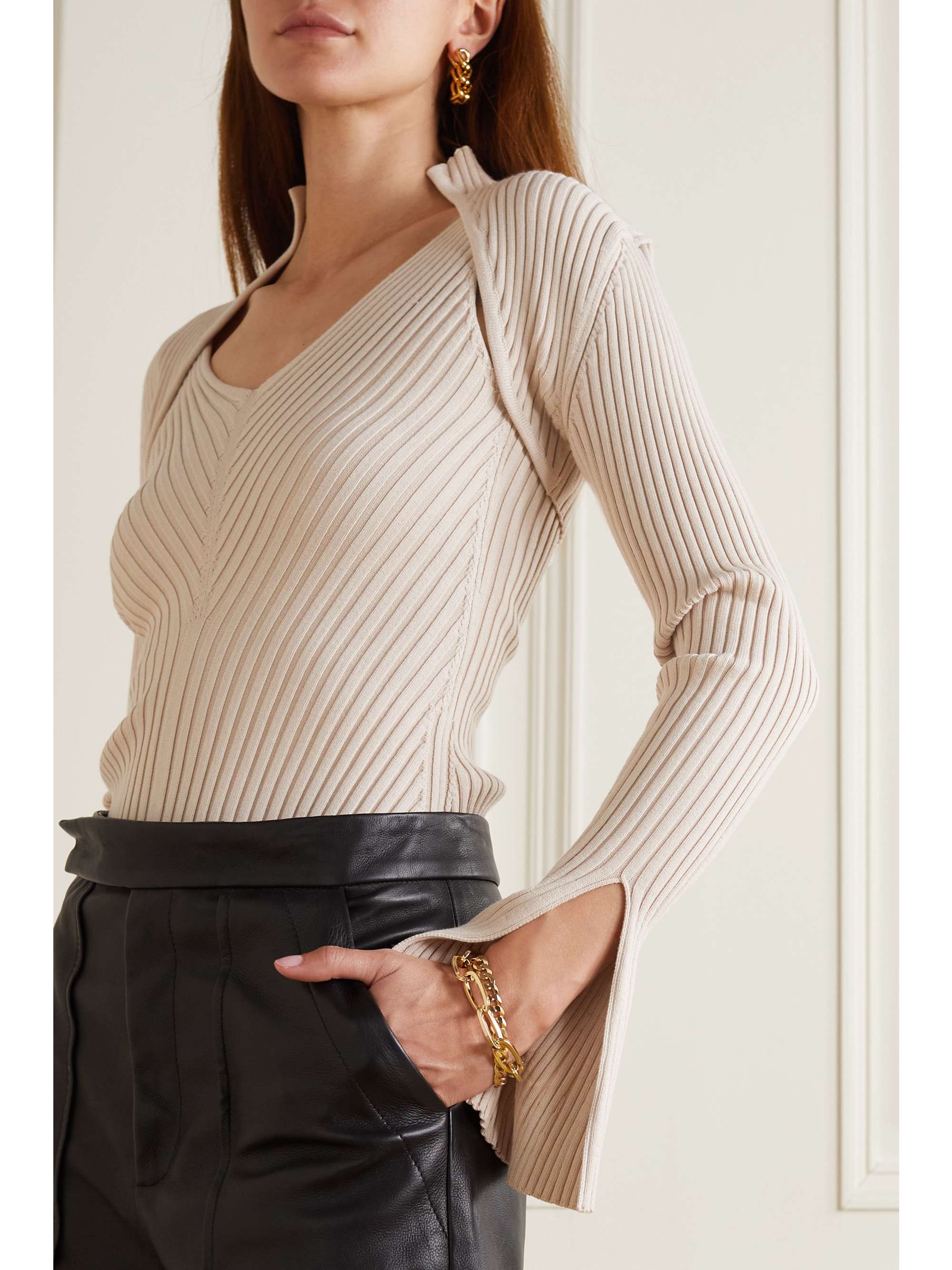 SAFIYAA Nouvel Set aus Cardigan und Tanktop aus Rippstrick