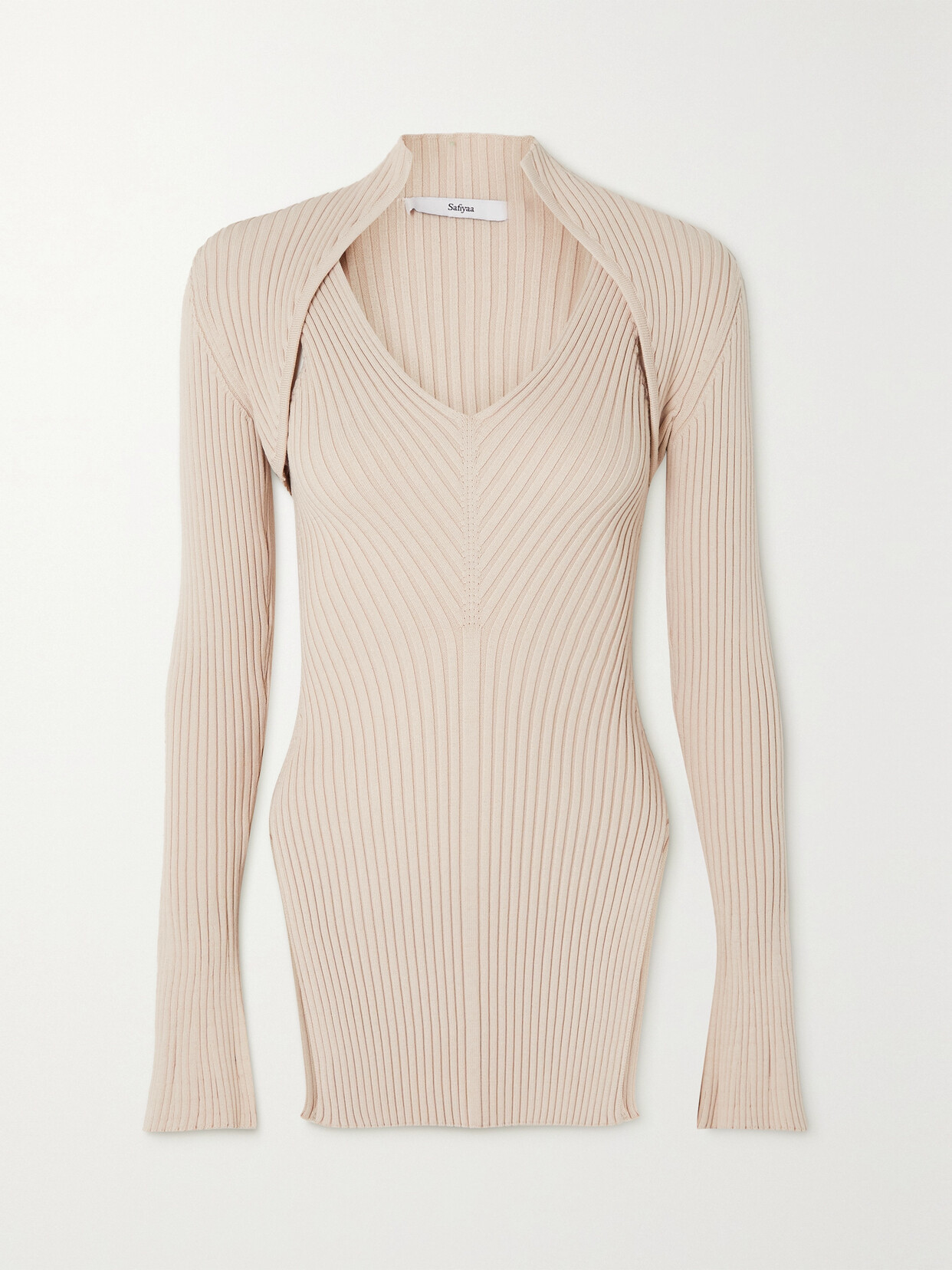 Safiyaa Nouvel Ribbed-knit Sweater And Tank Set In Blush