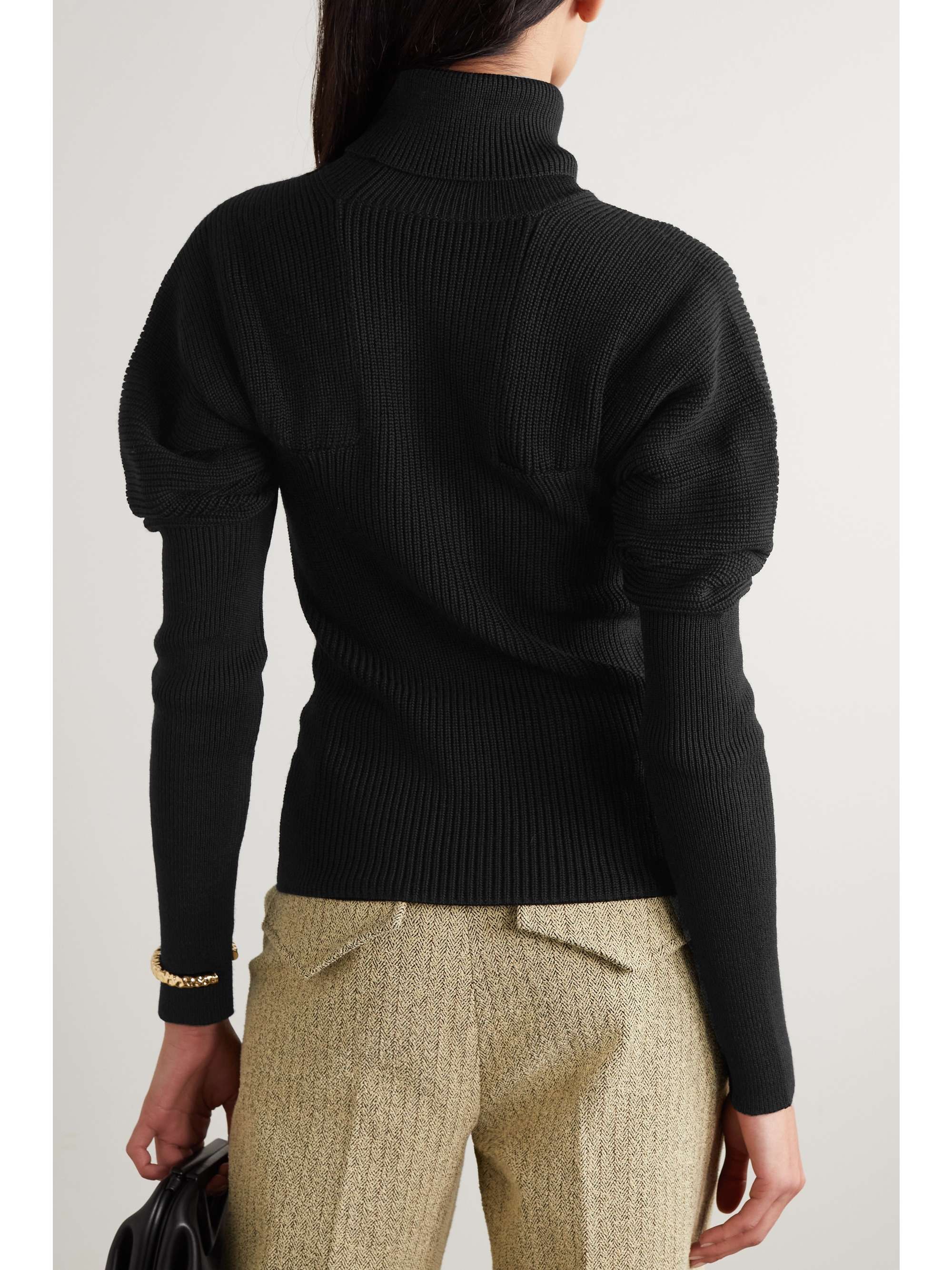 SAFIYAA Karine gathered ribbed merino wool turtleneck sweater