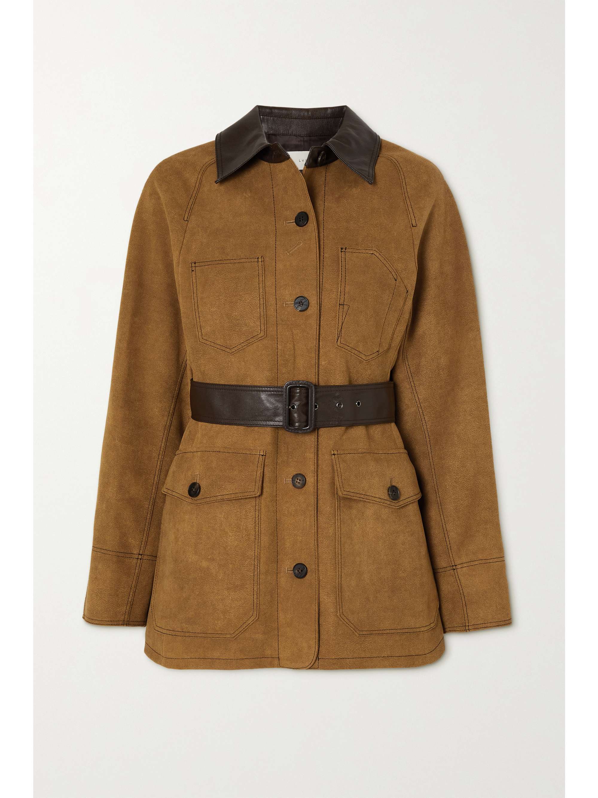 contrasting faux suede jacket