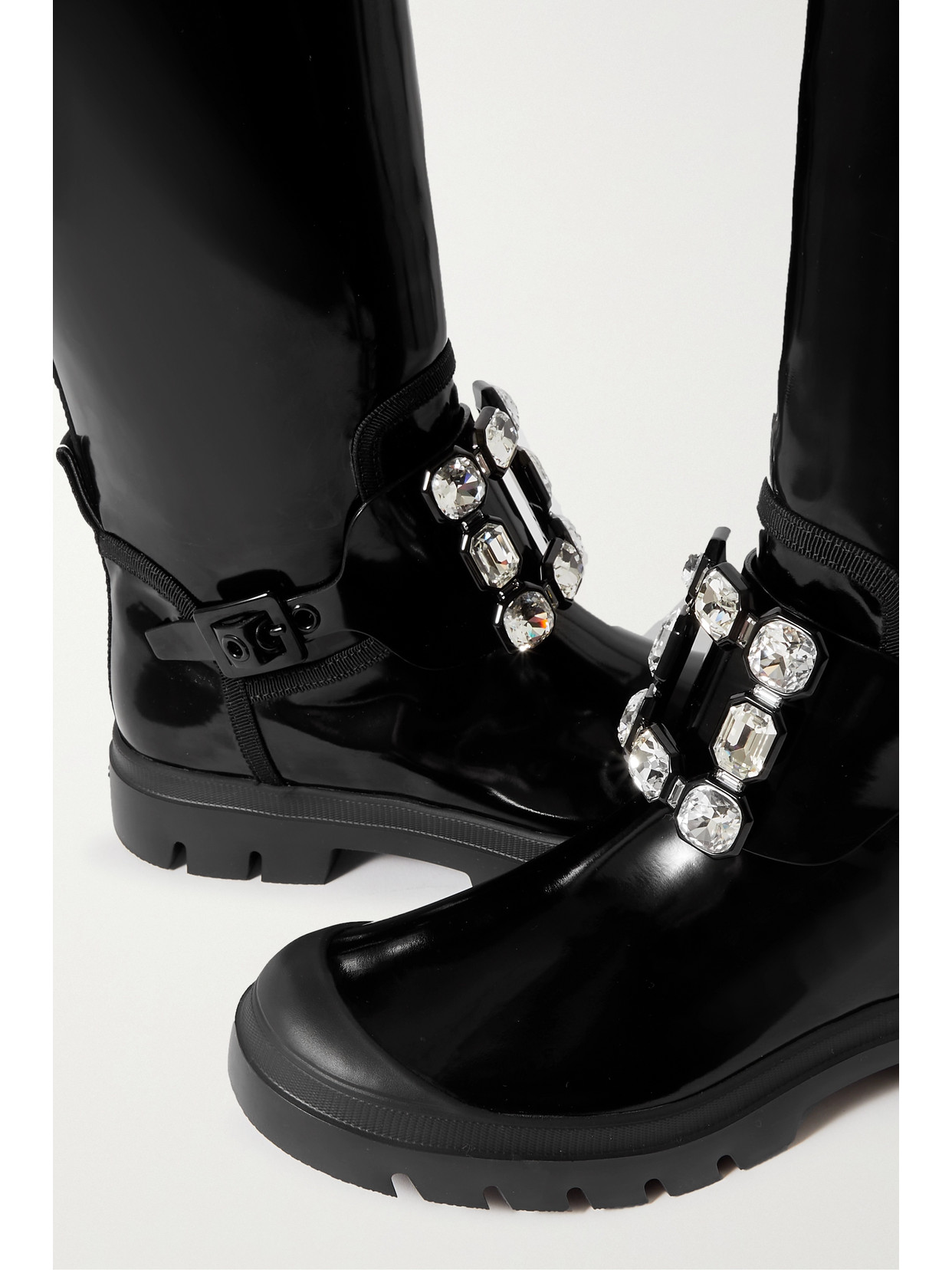 Walky Viv Crystal-Embellished Patent-Leather Knee Boots