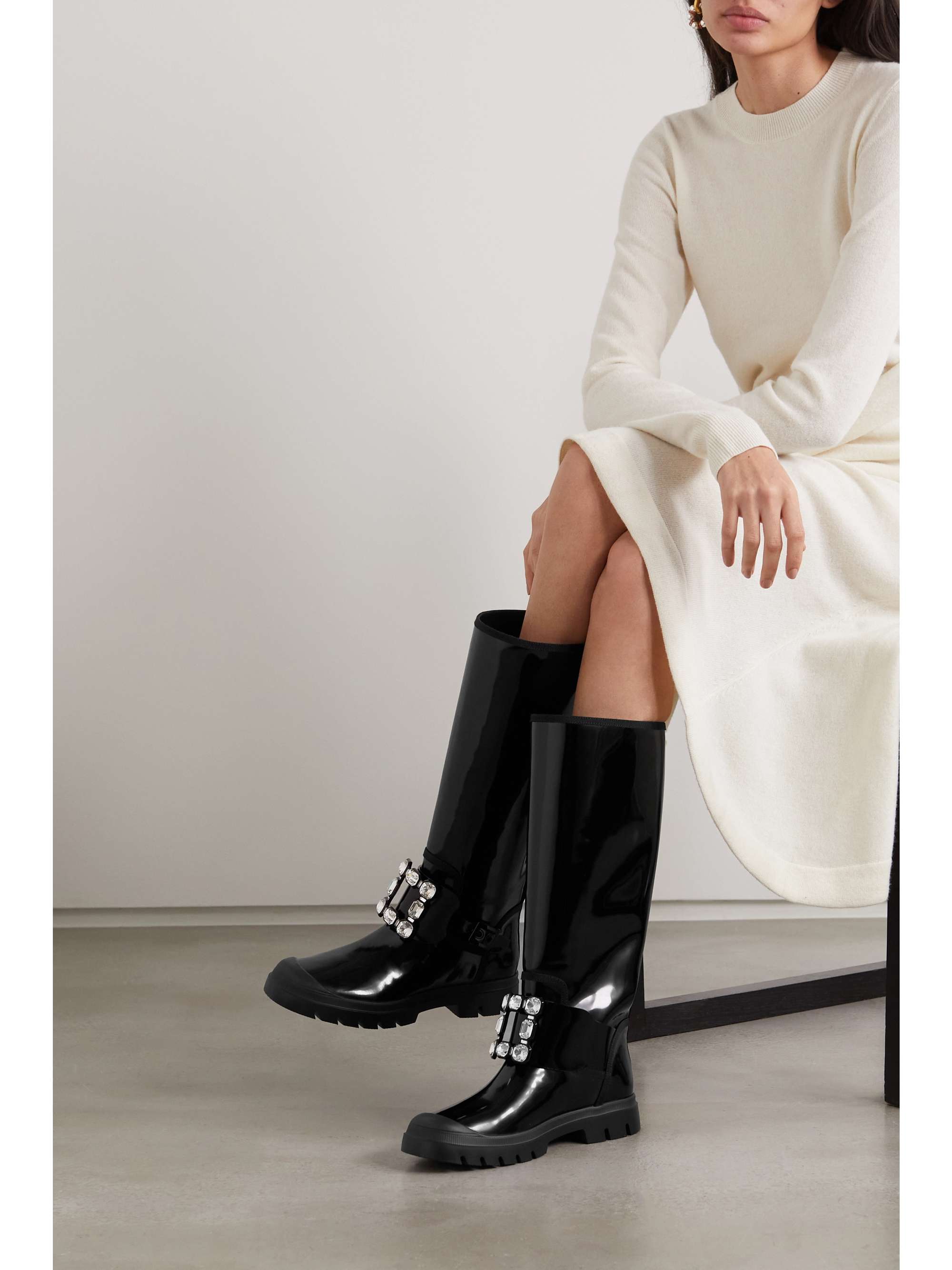 Walky Viv crystal-embellished patent-leather knee boots