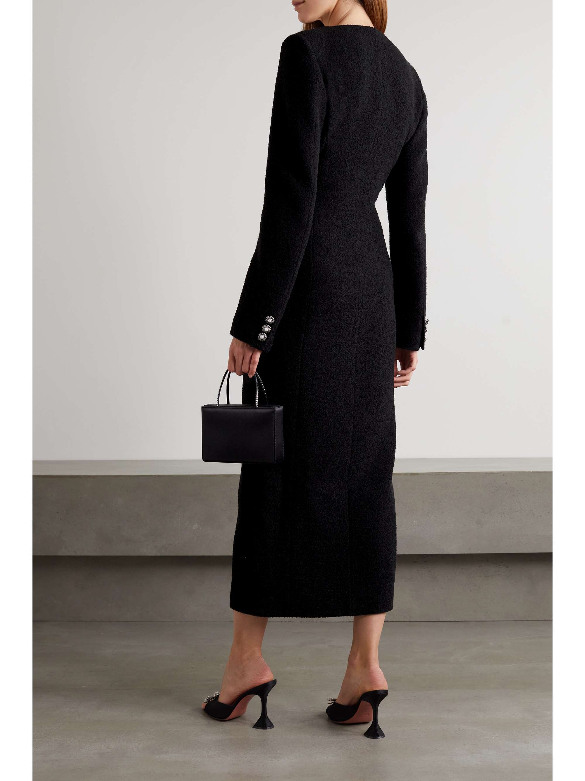 ALESSANDRA RICH Embellished wool-blend bouclé midi dress