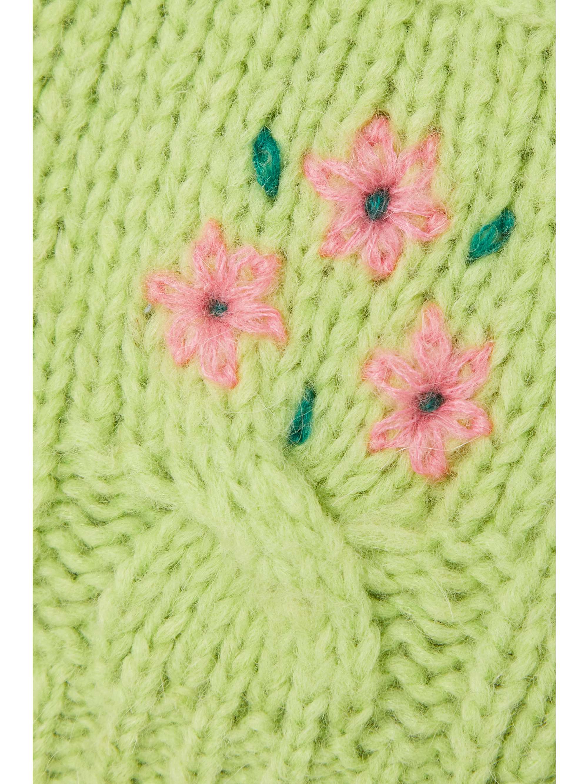 ALESSANDRA RICH Cropped embroidered cable-knit alpaca-blend sweater