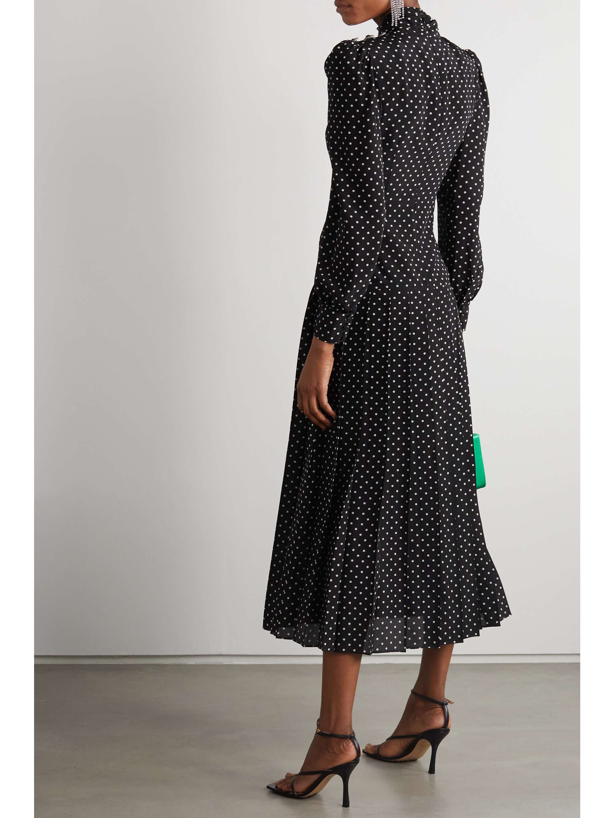 silk pleated midi dress