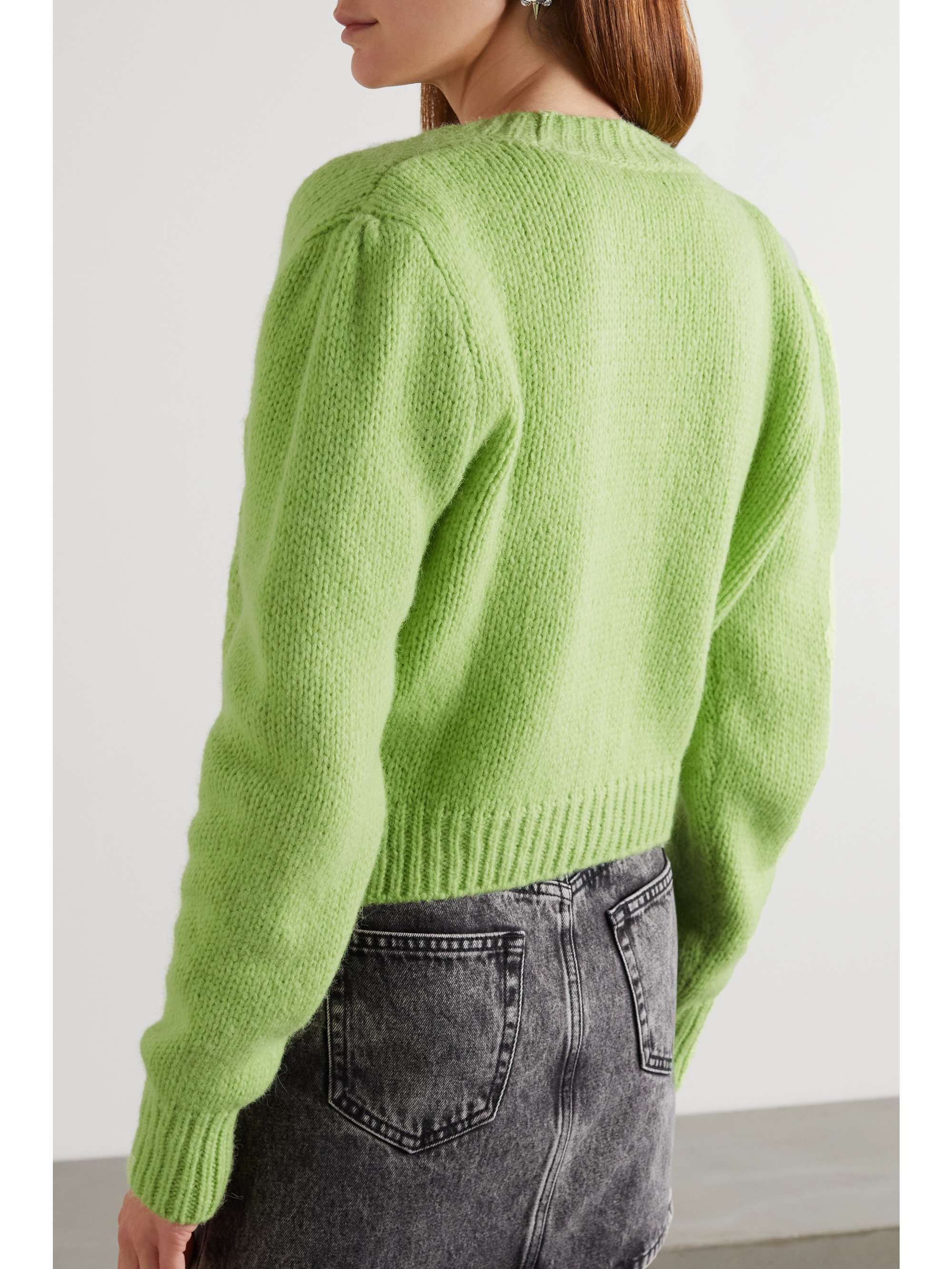 cropped ribbed alpaca blend cardigan