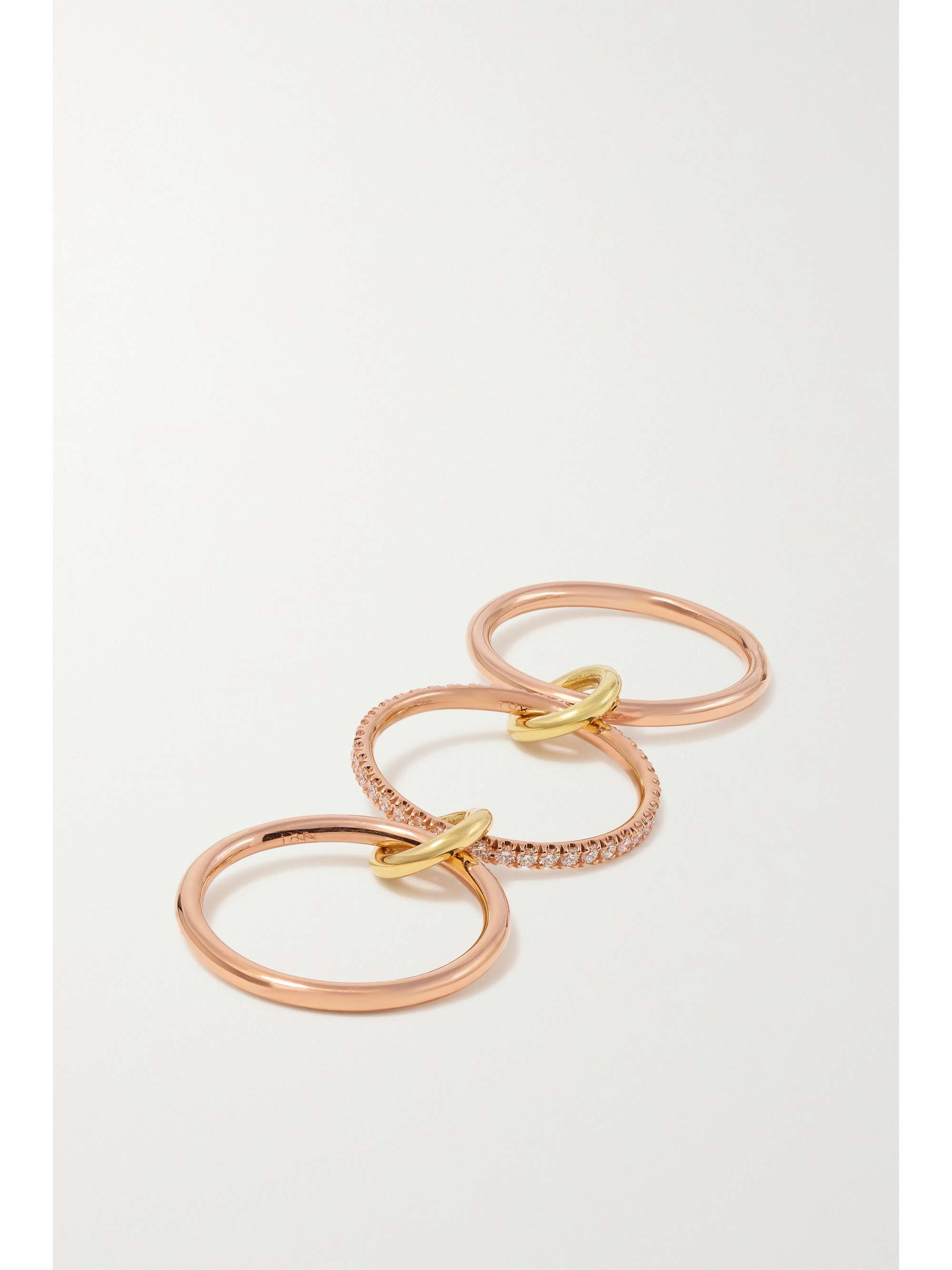 SPINELLI KILCOLLIN Sonny set of three 18-karat yellow and rose gold and diamond rings
