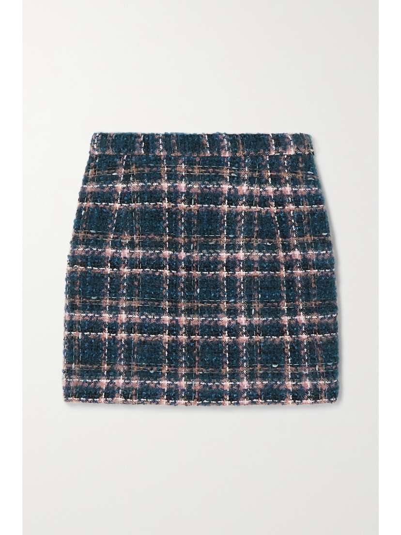 Alessandra Rich Checked Tweed Mini Skirt