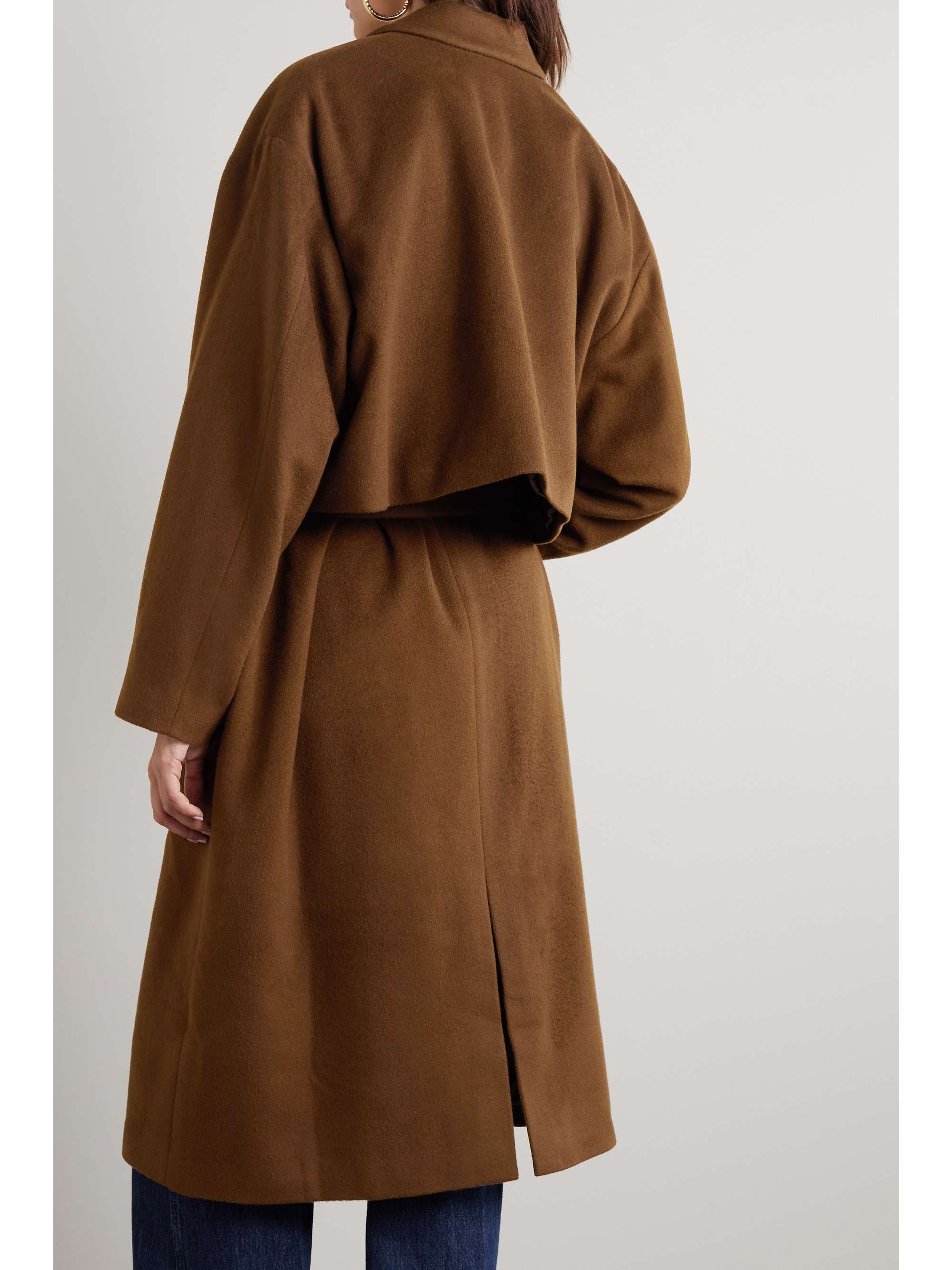 LE 17 SEPTEMBRE Belted layered brushed wool-blend coat