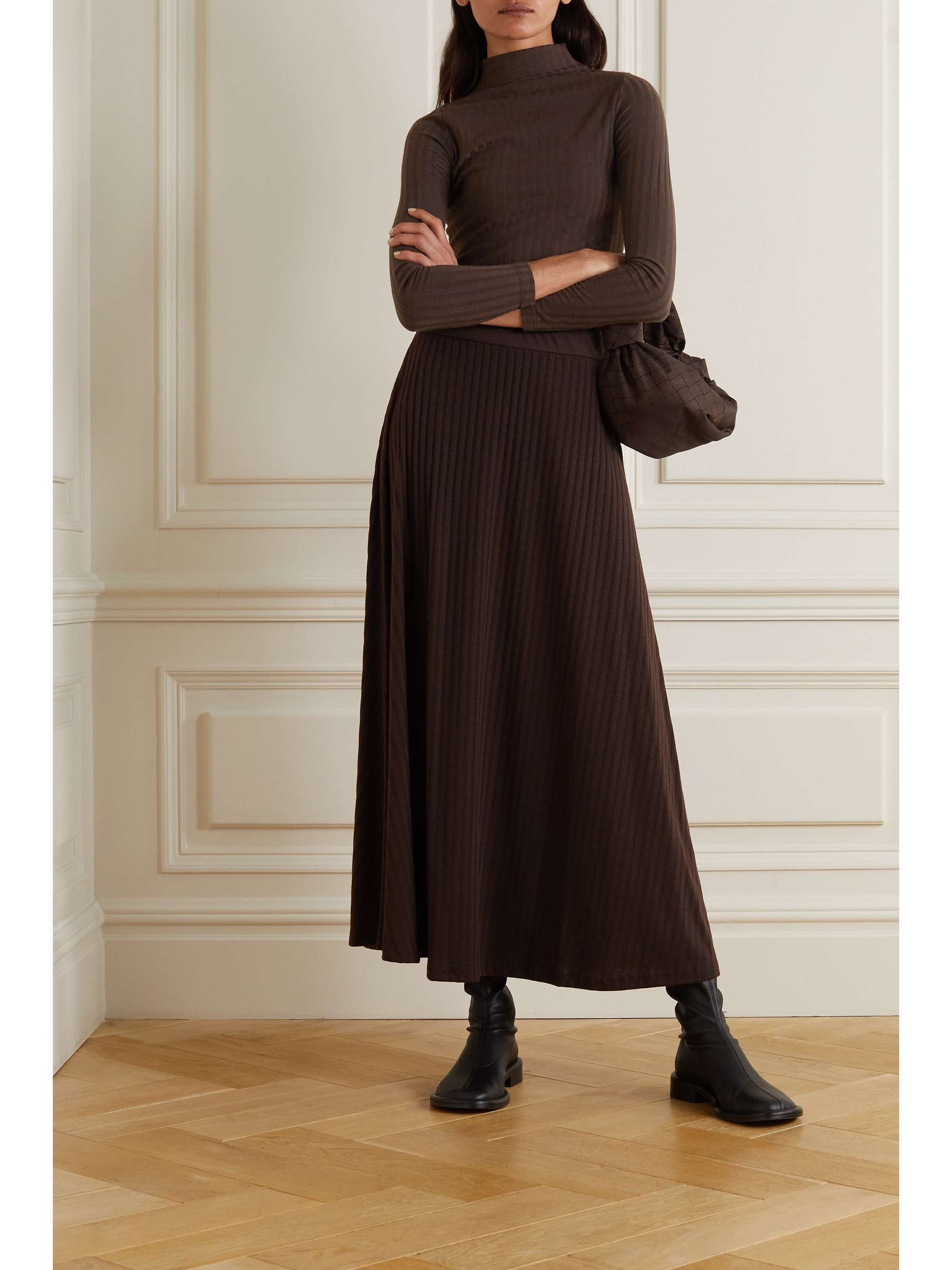 LVIR Cutout ribbed jersey turtleneck top