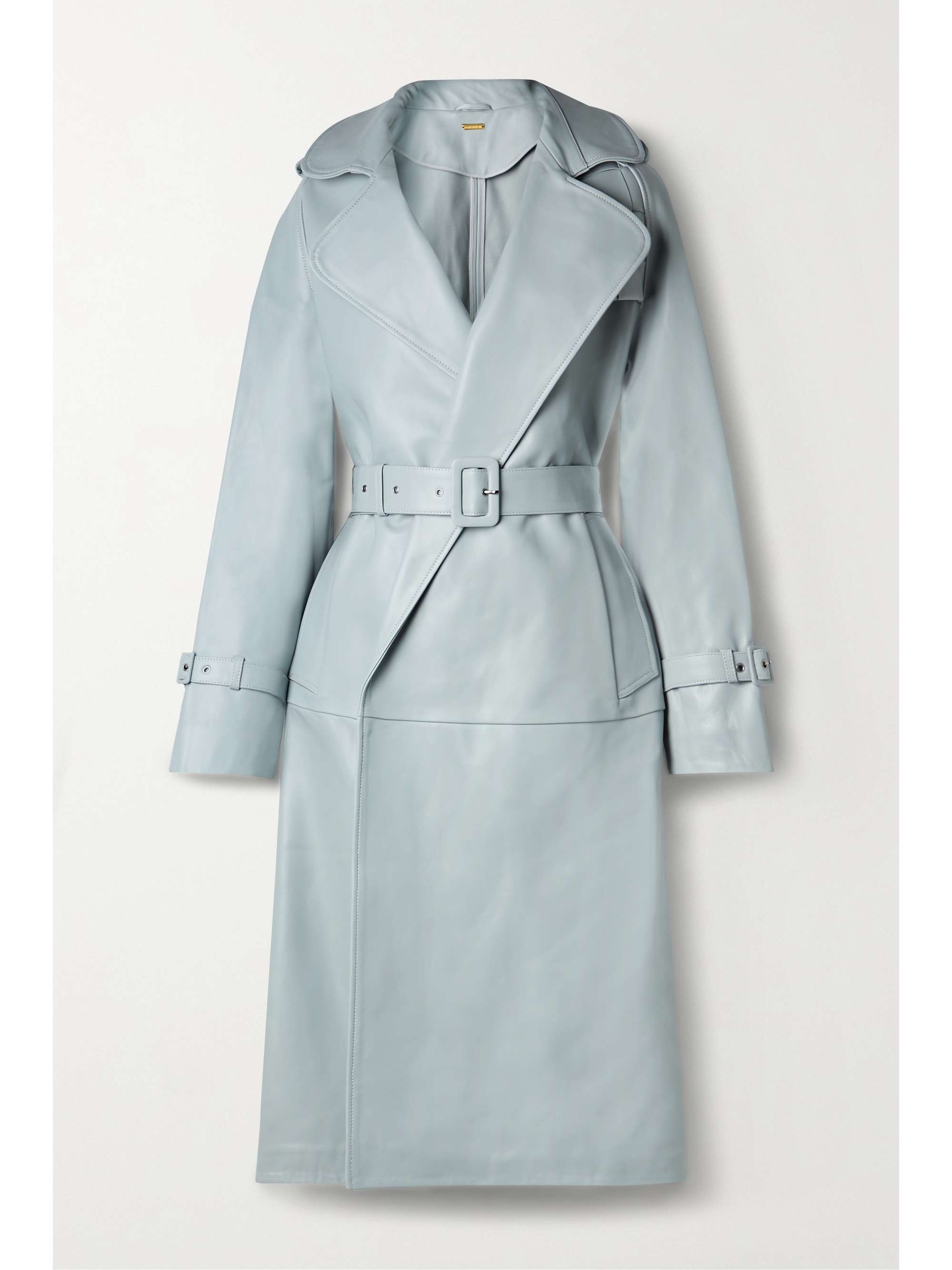 gray belted coat