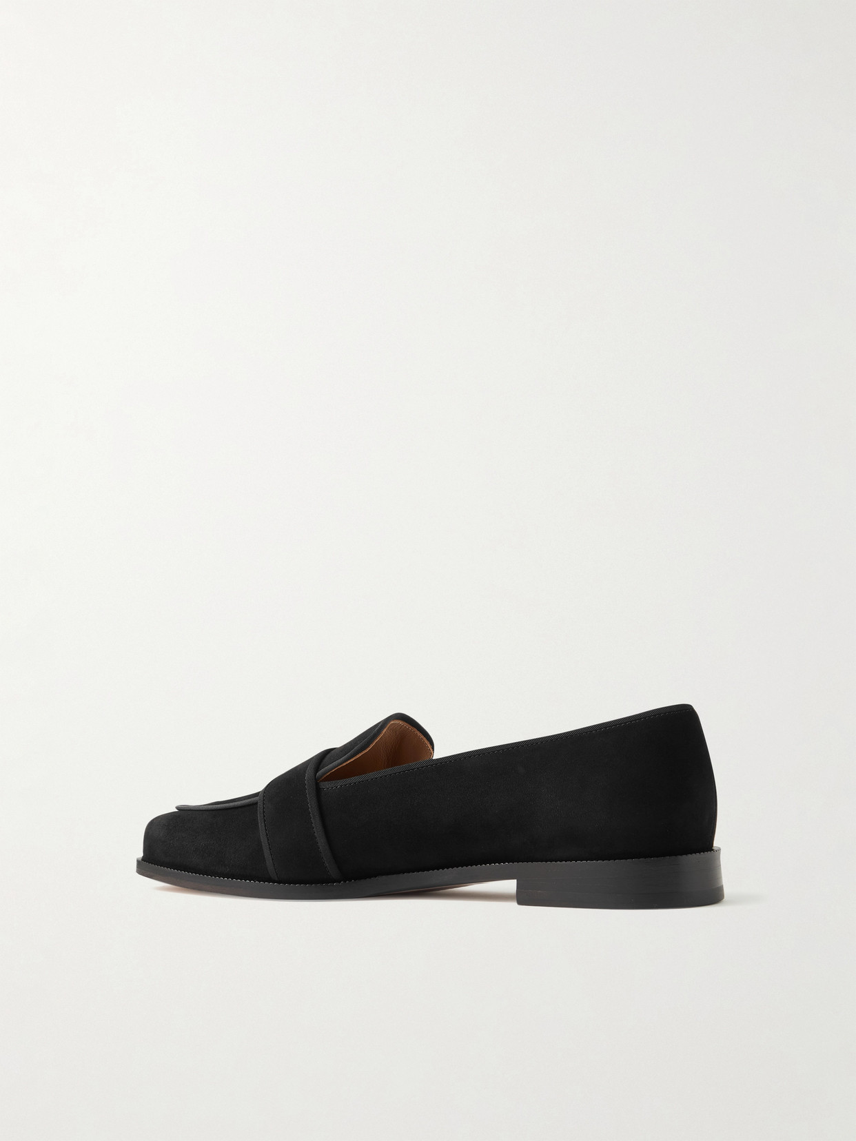 Shop Aquazzura Martin Grosgrain-trimmed Suede Loafers In Black