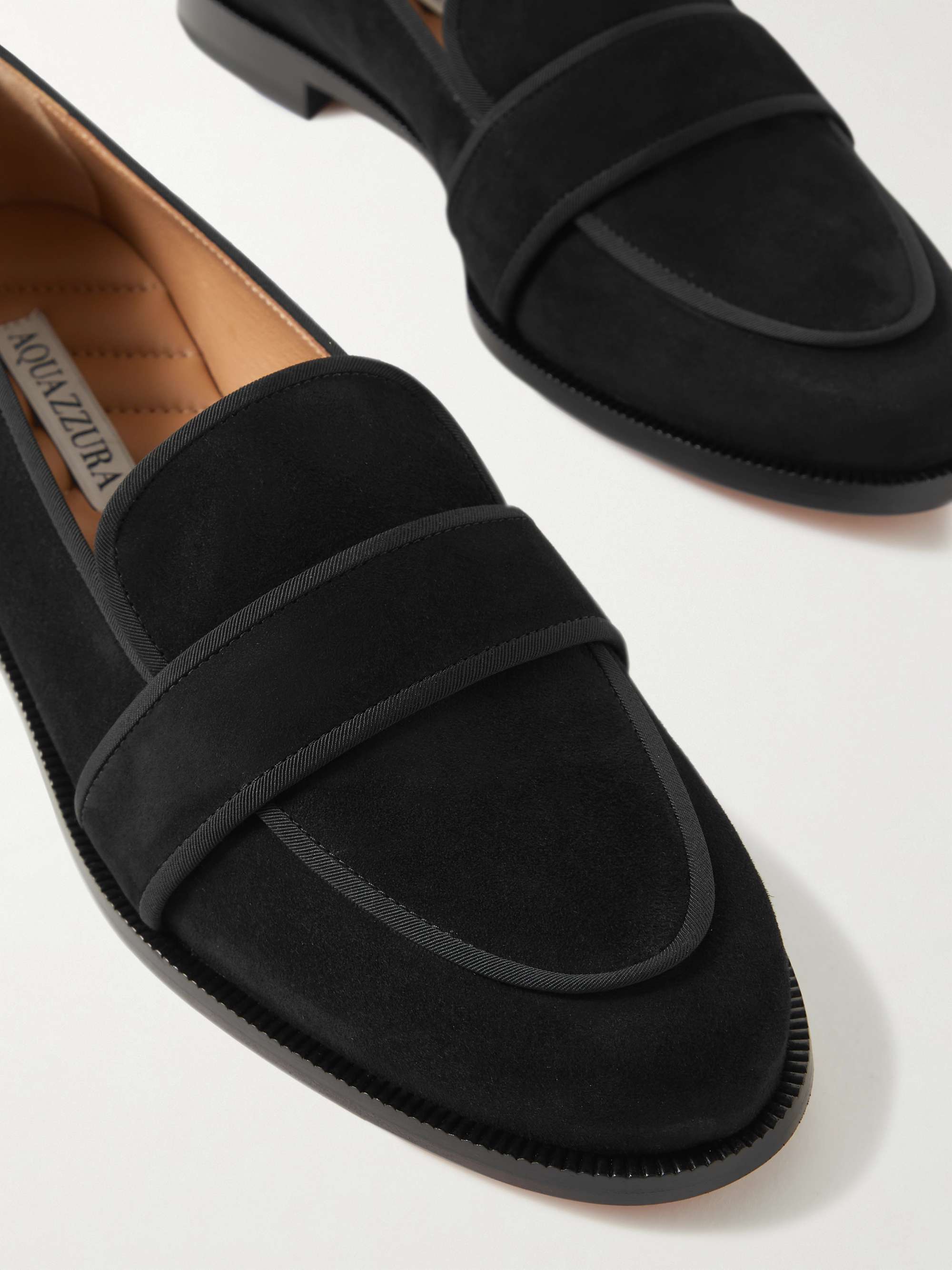 AQUAZZURA Martin 罗缎边饰绒面革乐福鞋