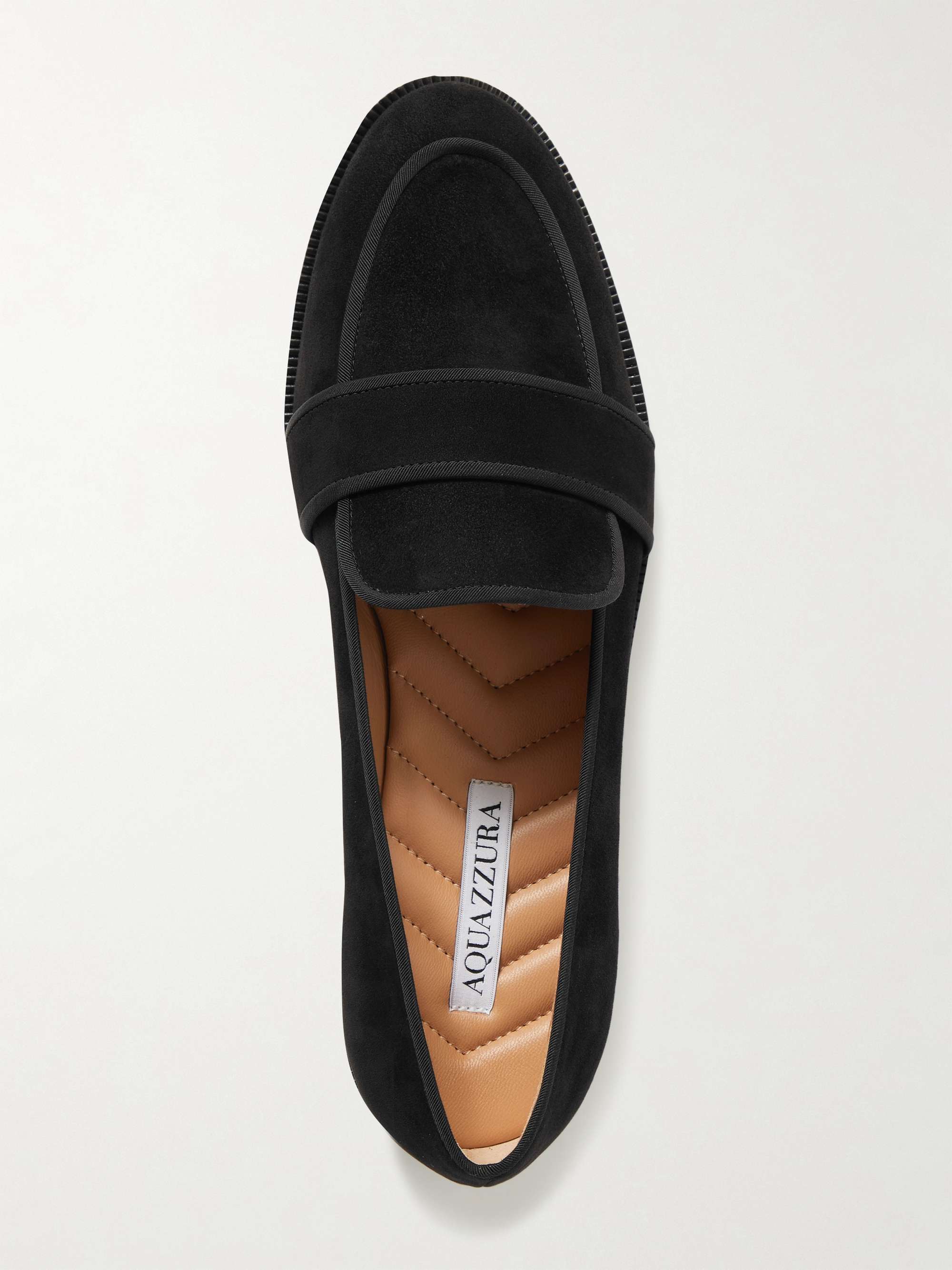 AQUAZZURA Martin 罗缎边饰绒面革乐福鞋