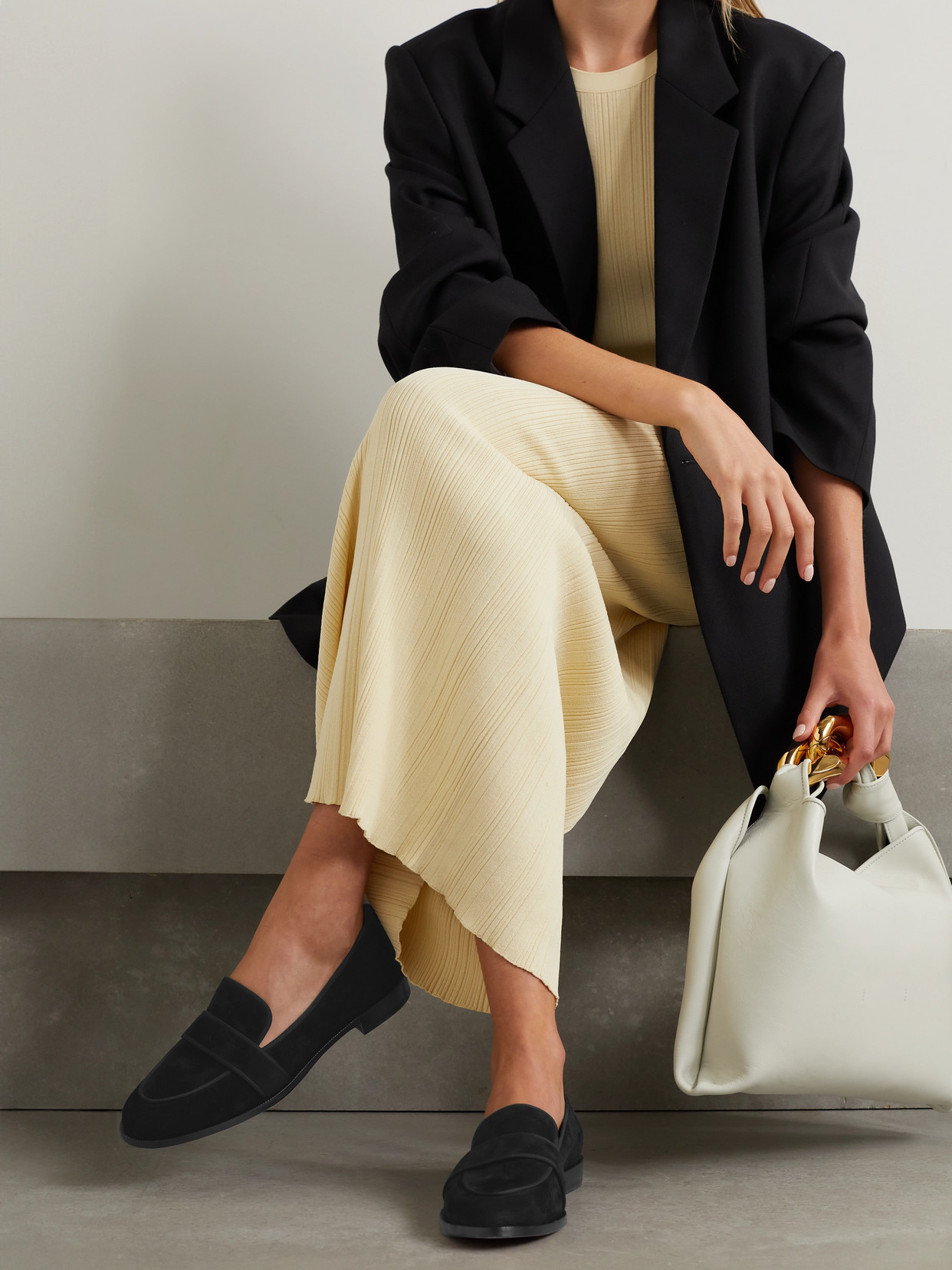 Aquazzura Martin Grosgrain-trimmed Suede Loafers In Black