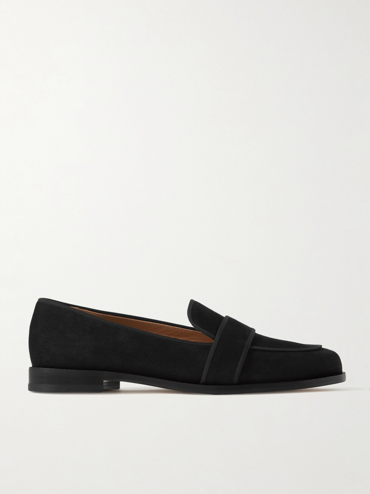 Shop Aquazzura Martin Grosgrain-trimmed Suede Loafers In Black