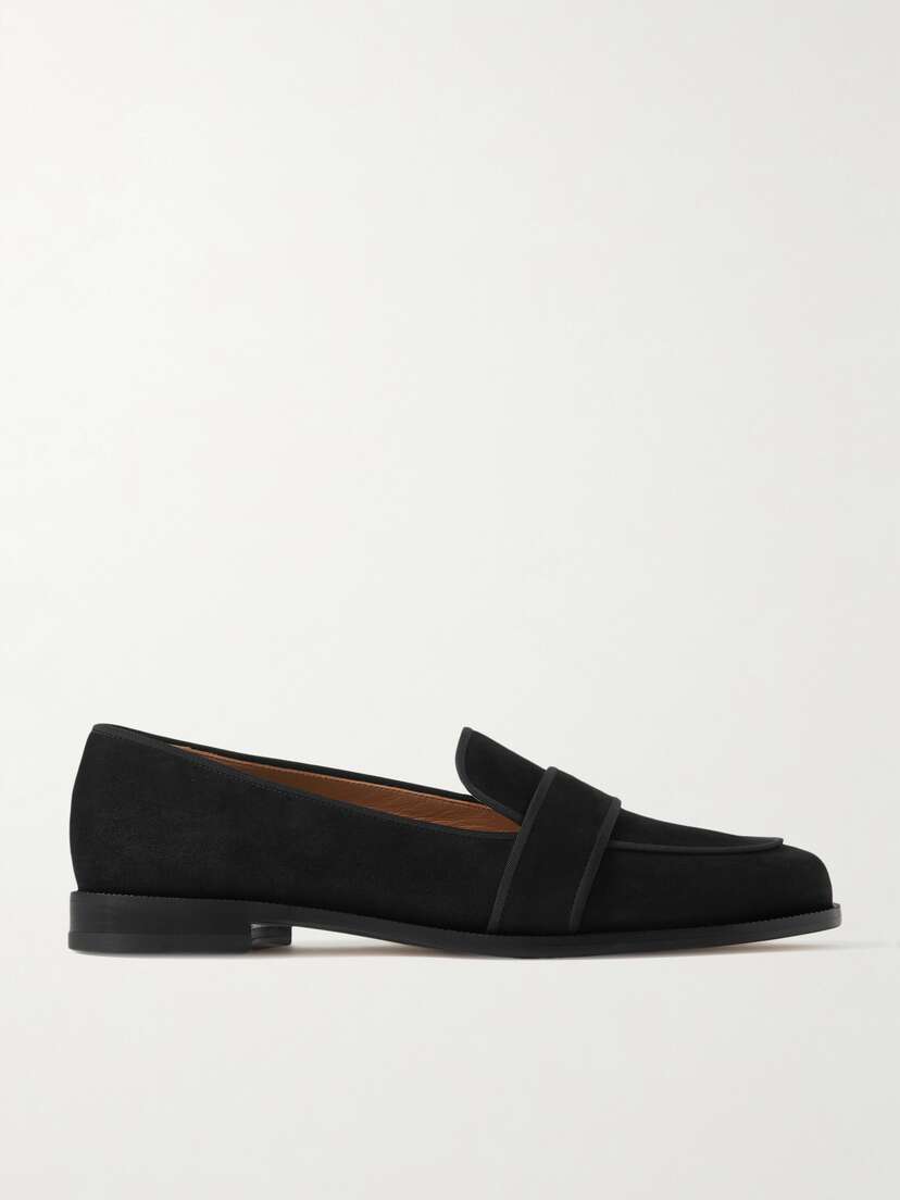 Aquazzura Martin Grosgrain-trimmed Suede Loafers
