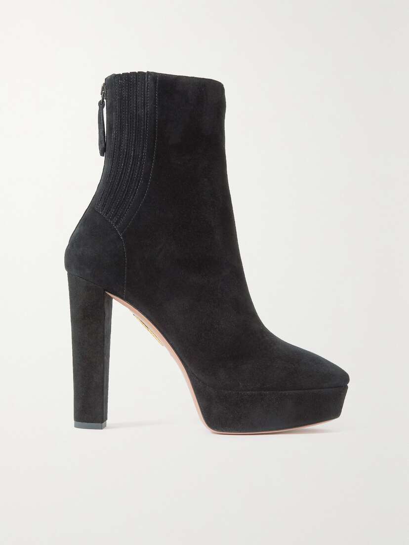 Aquazzura Saint Honoré 120 Suede Platform Ankle Boots
