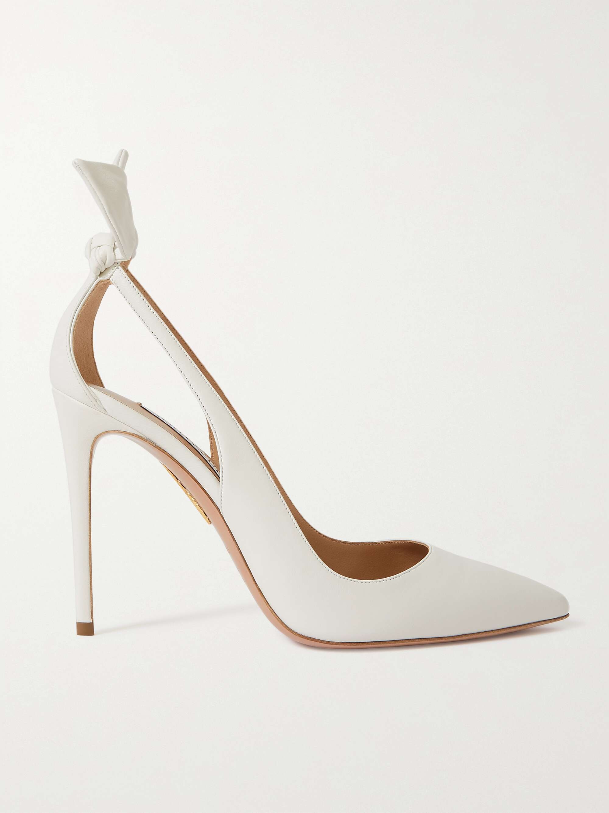 AQUAZZURA Bow Tie 105 cutout leather pumps | NET-A-PORTER