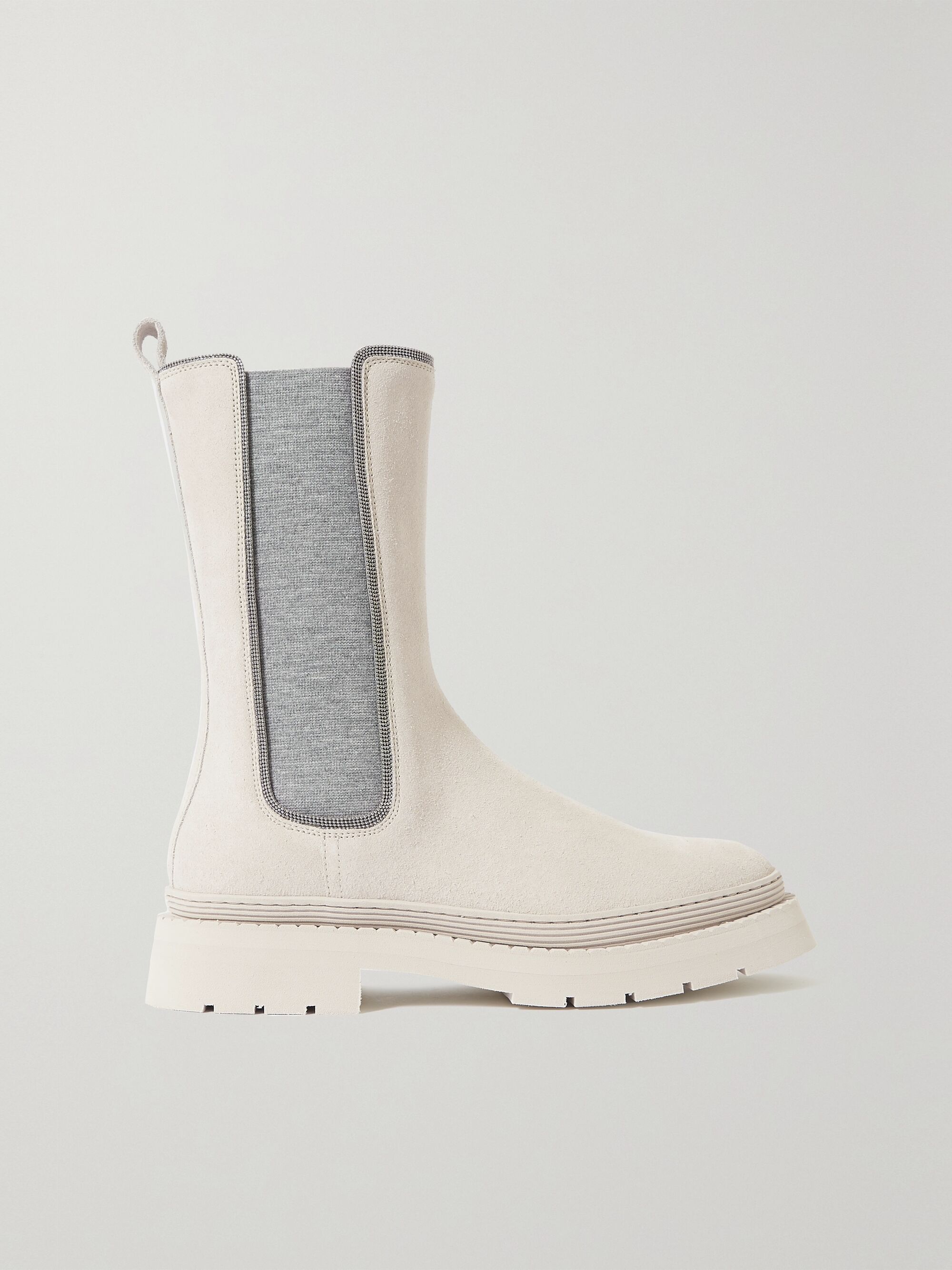 cream suede chelsea boots
