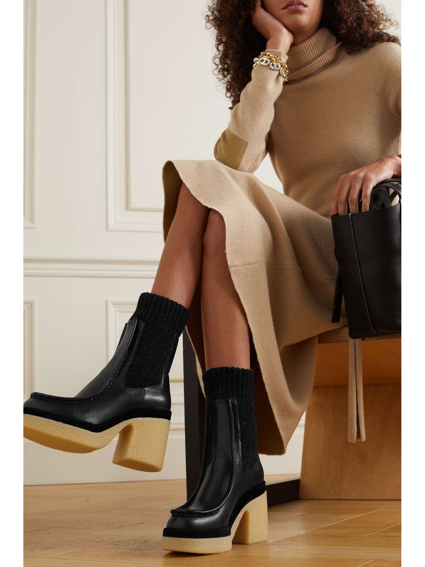 ribbed chelsea boots