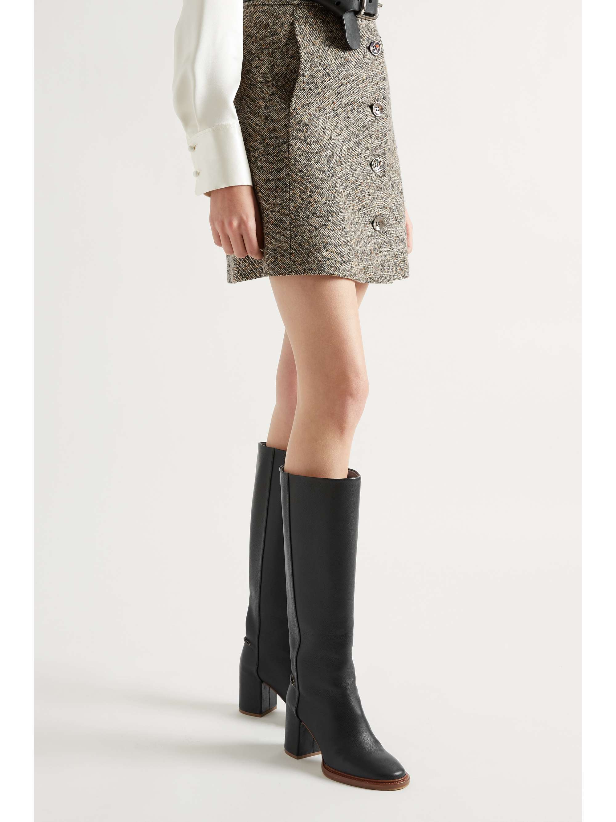 Black Edith leather knee boots CHLOE NET A PORTER