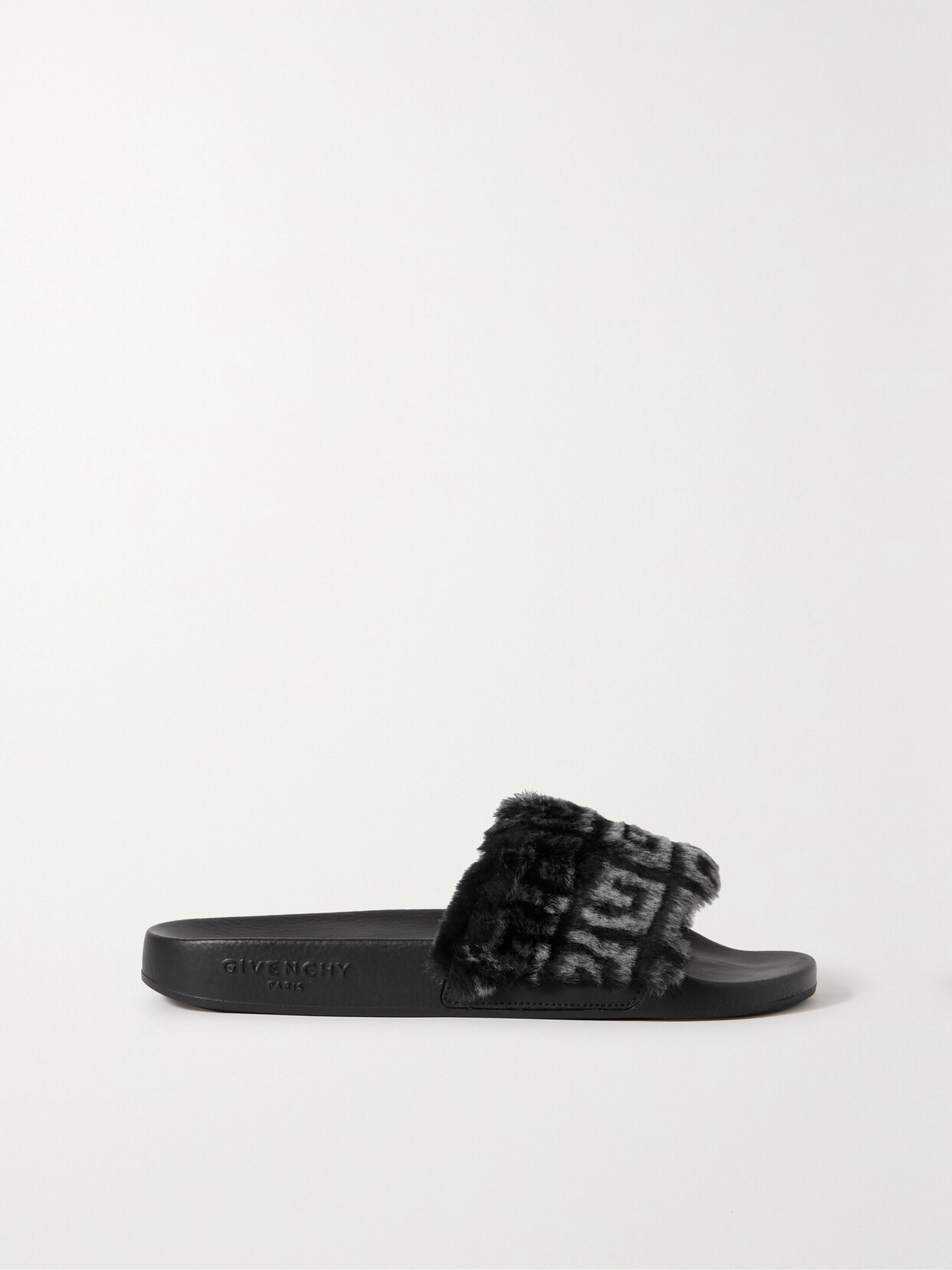 Givenchy Logo-print Shearling Slides - Black