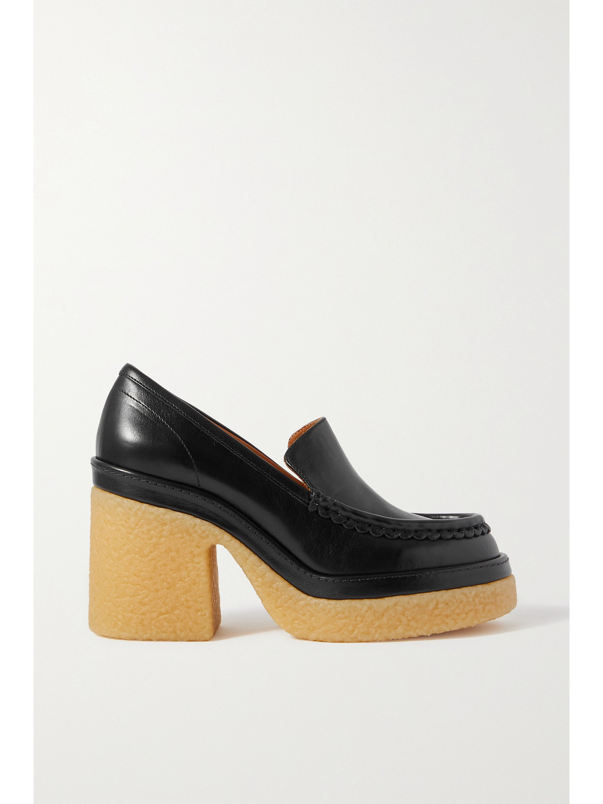 CHLOÉ JAMIE SCALLOPED LEATHER PLATFORM LOAFERS