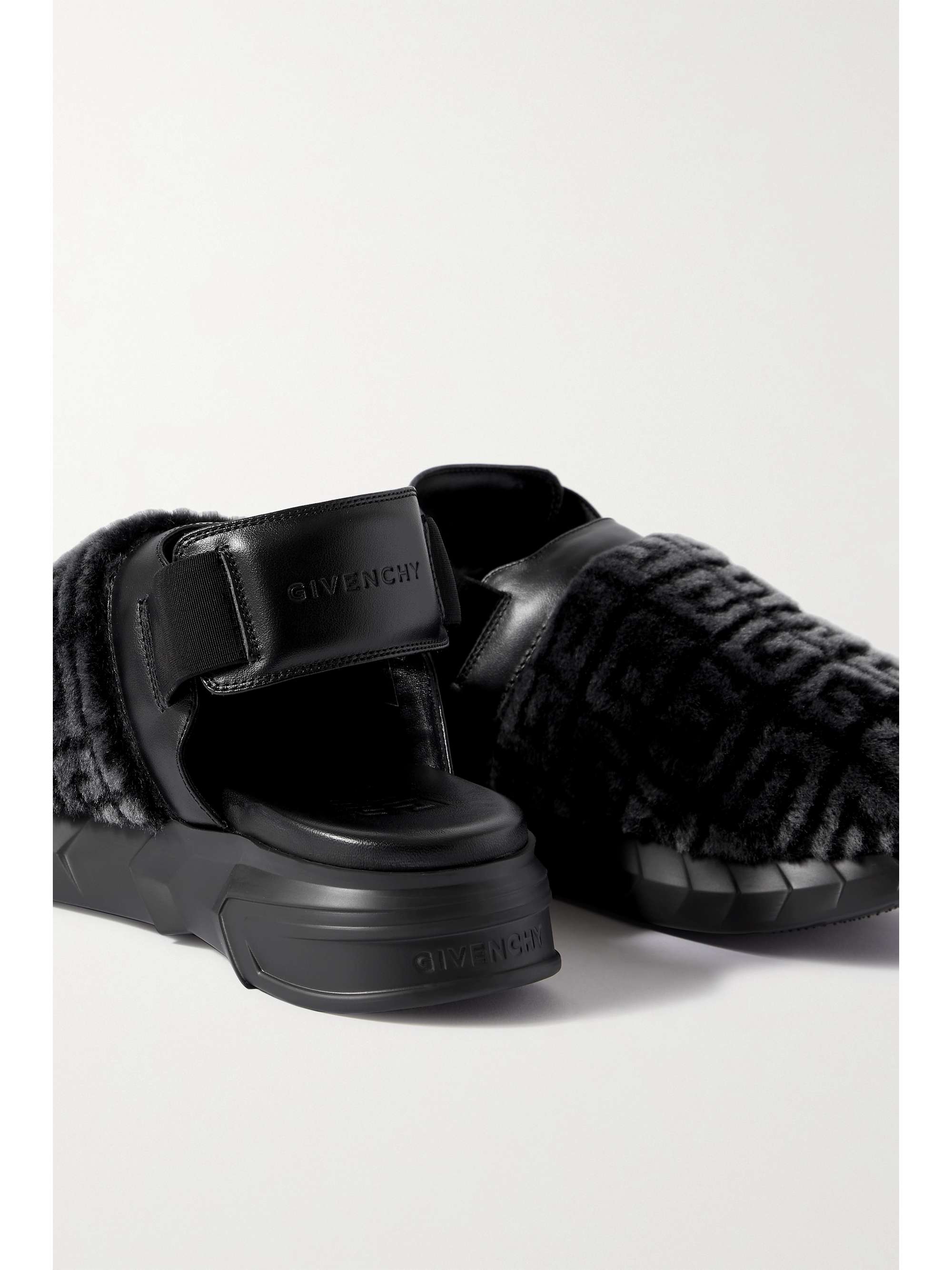 Givenchy Black Shearling Monogram Slippers Givenchy