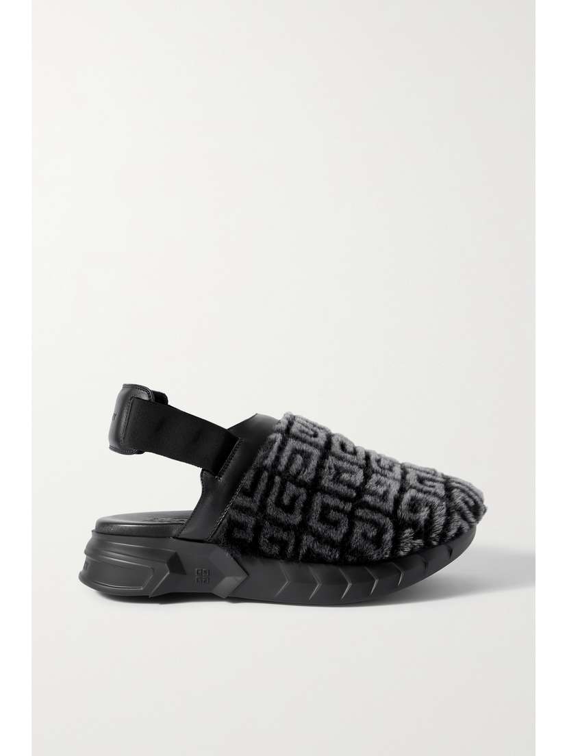 Givenchy Marshmallow Leather-trimmed Logo-print Shearling Clogs