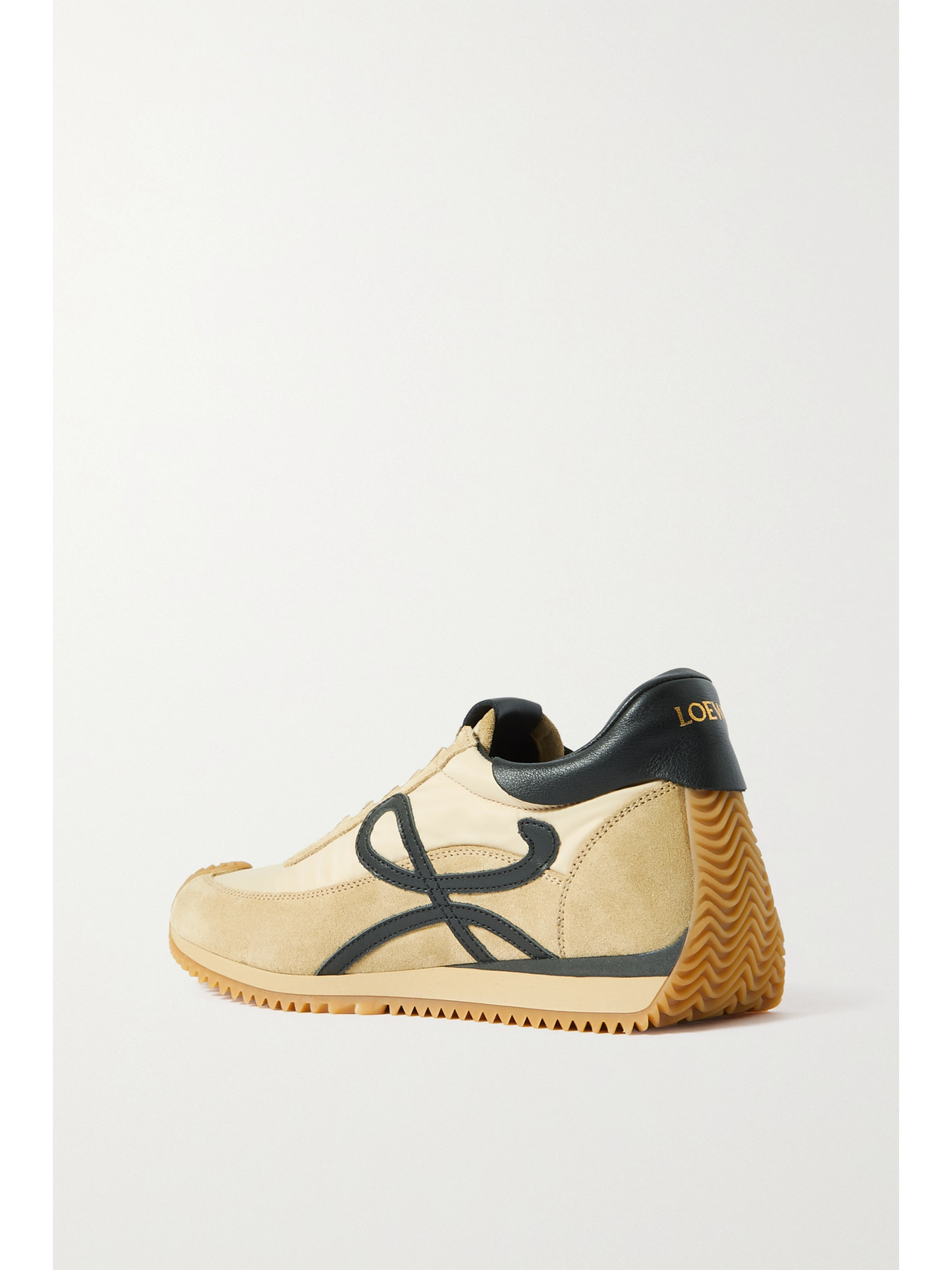 Shop Loewe Flow Logo-appliquéd Shell, Leather And Suede Sneakers In Neutrals