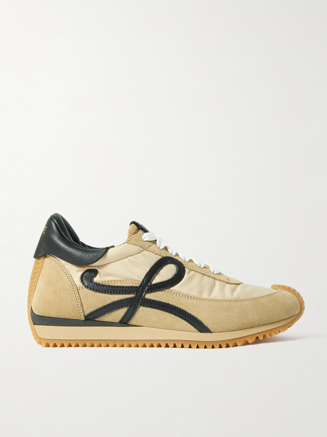 Shop Loewe Flow Logo-appliquéd Shell, Leather And Suede Sneakers In Neutrals