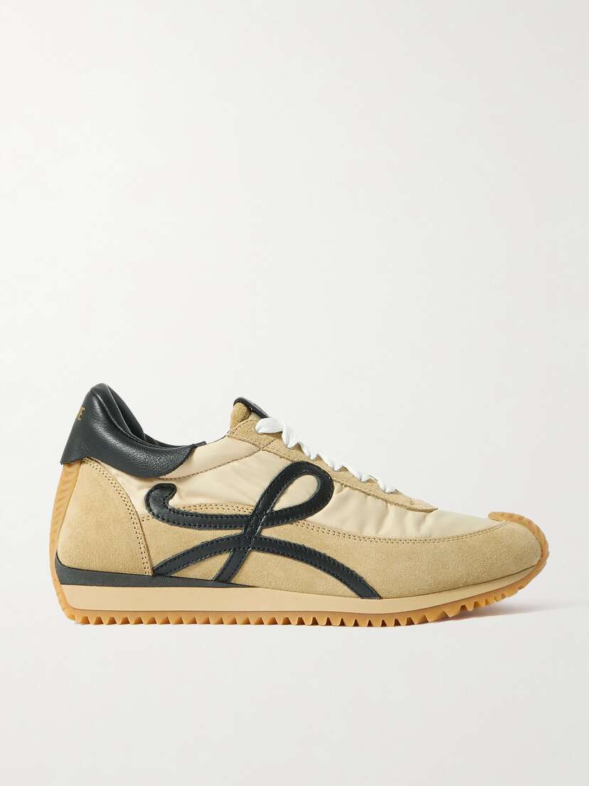 Loewe Flow Logo-appliquéd Shell, Leather And Suede Sneakers