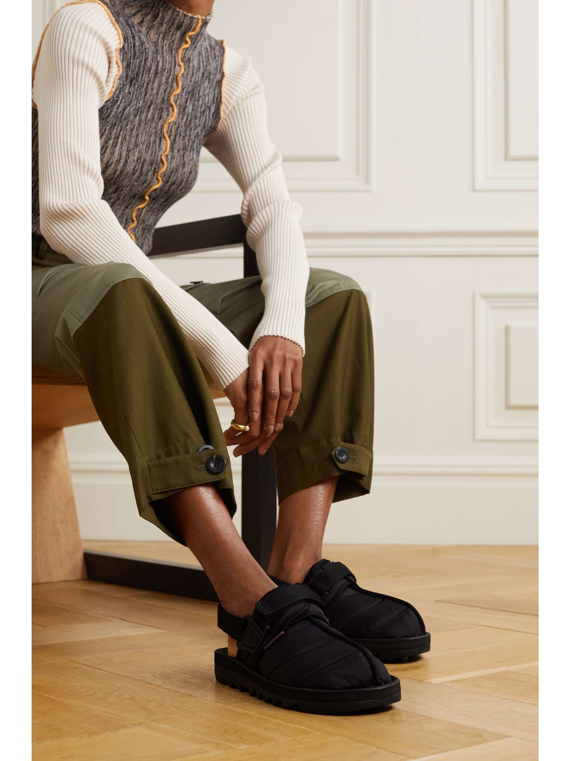 REEBOK Beatnik quilted shell slingback sandals