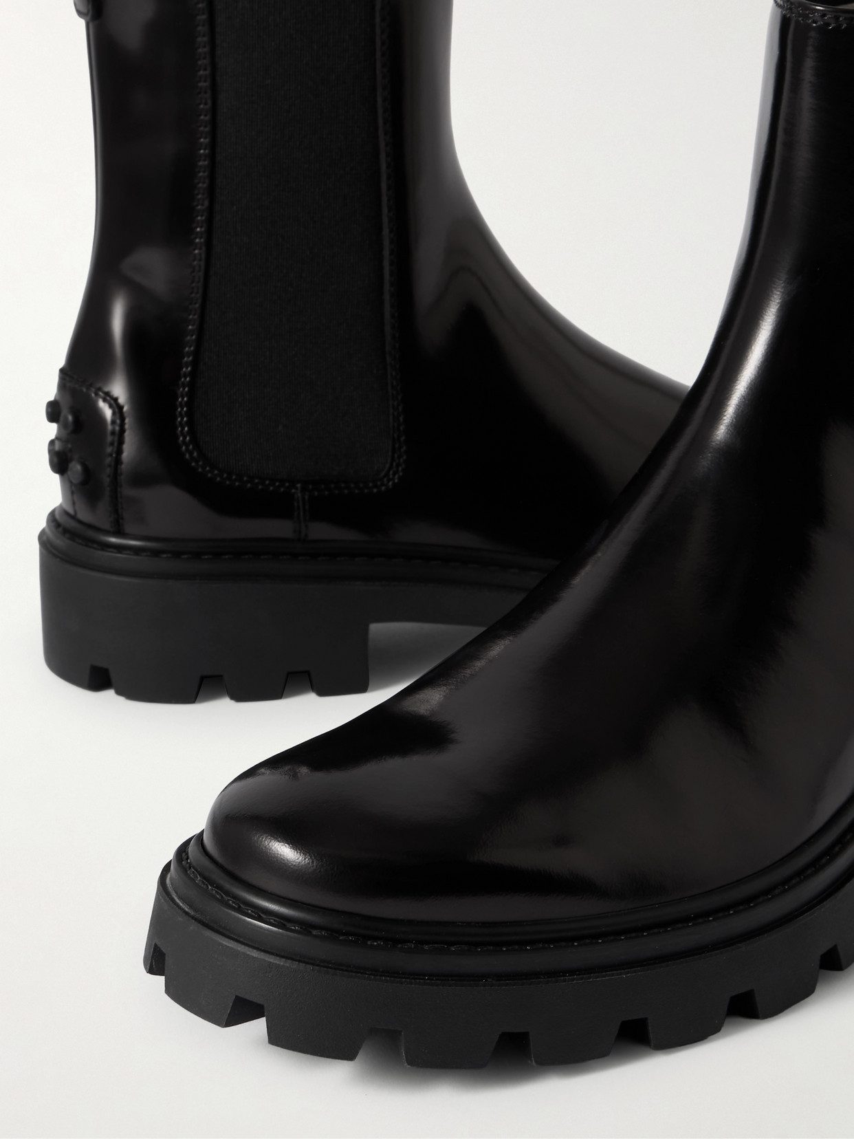 Shop Tod's Gomma Pesante Glossed-leather Chelsea Boots In Black