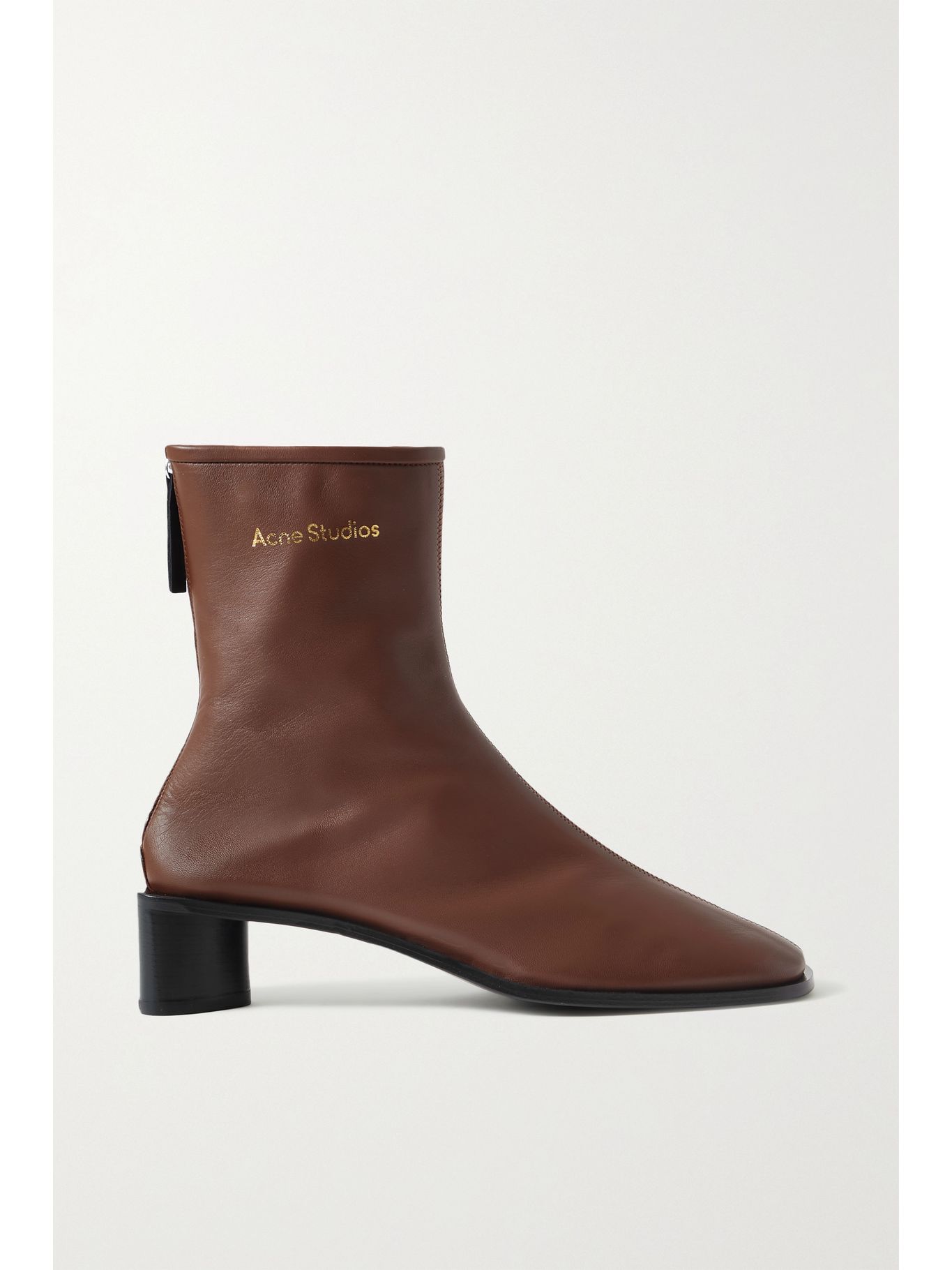 acne studios brown branded heeled boots