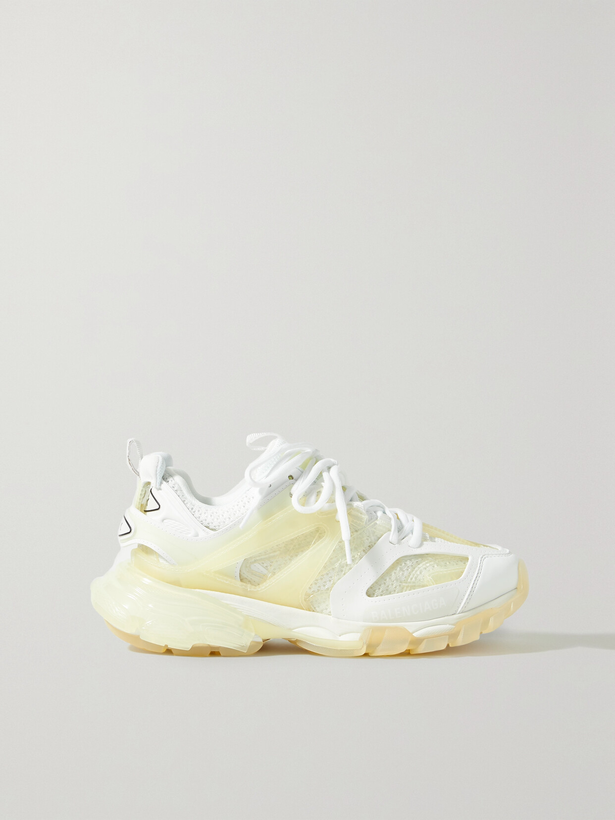 Balenciaga Track Clear Sole Sneakers In Mix Of Materials In White