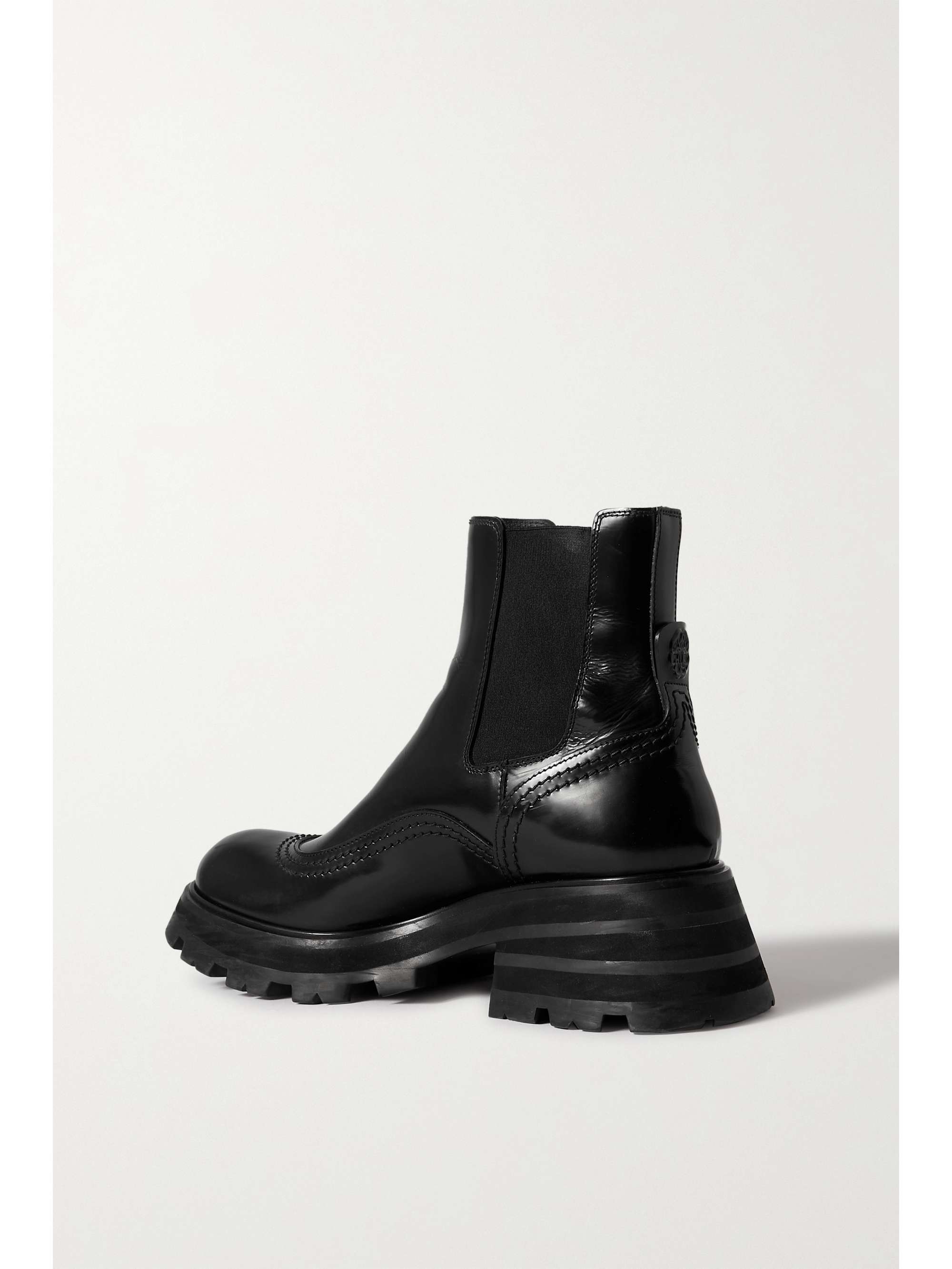 ALEXANDER MCQUEEN Glossed-leather exaggerated-sole Chelsea boots